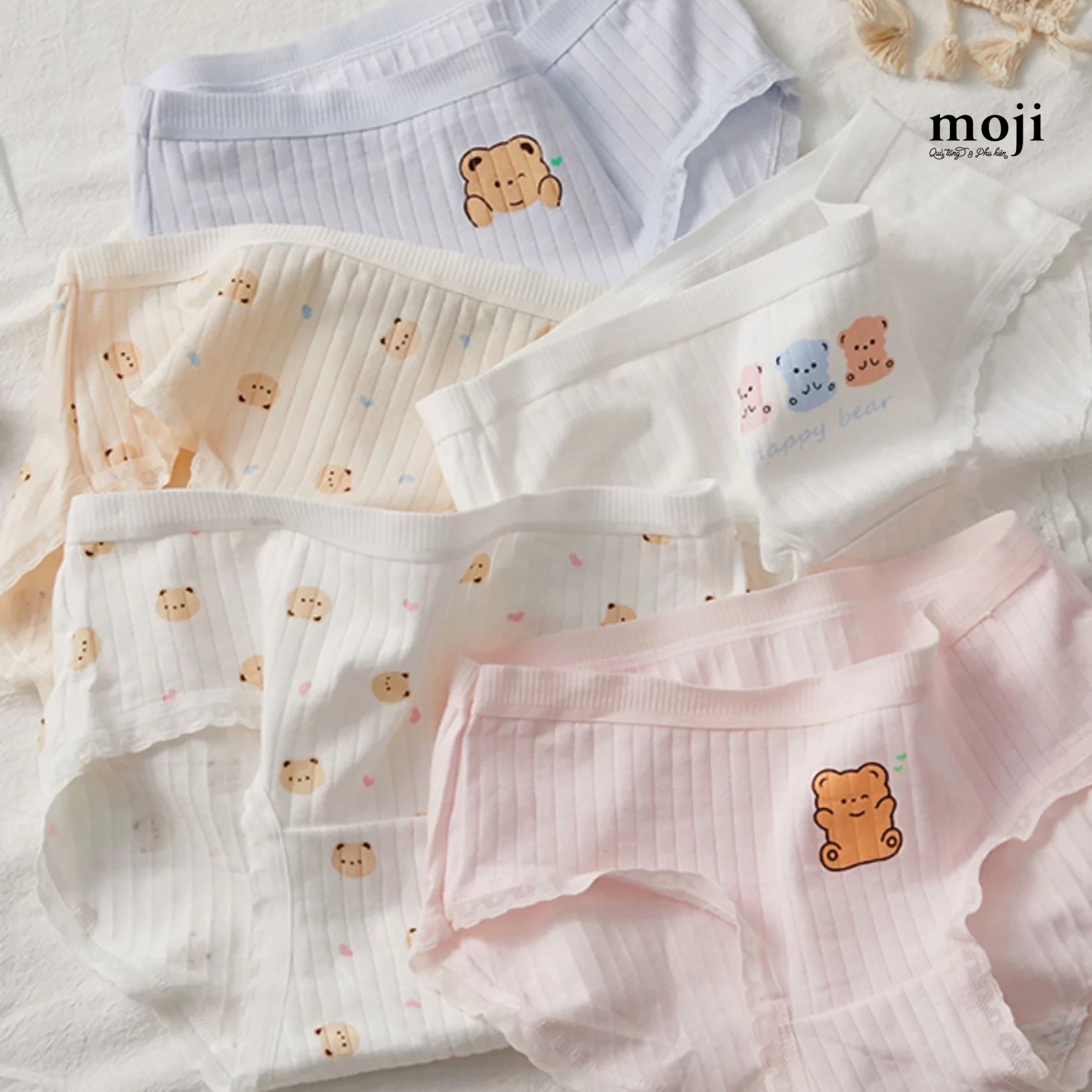 Quần chip MJ Happy baby bear little heart sọc dọc có viền