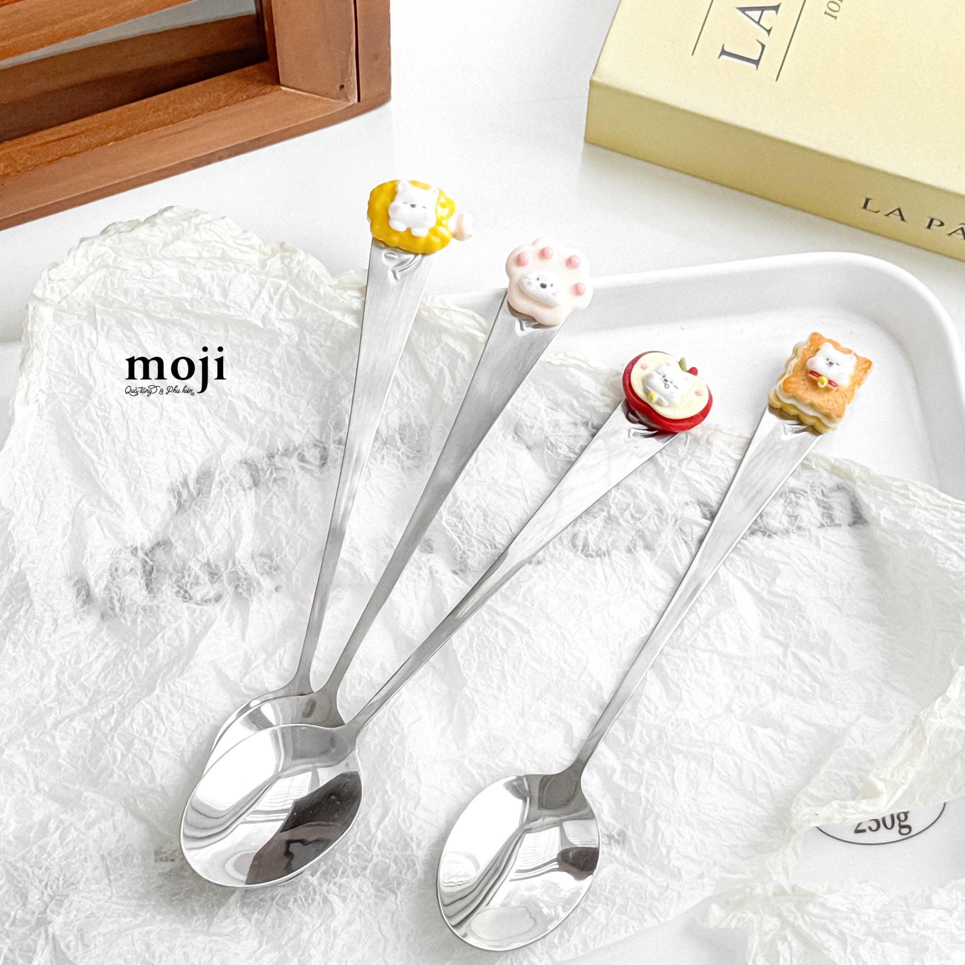 Thìa muỗng inox Cute dog face cosplay fruit food paw