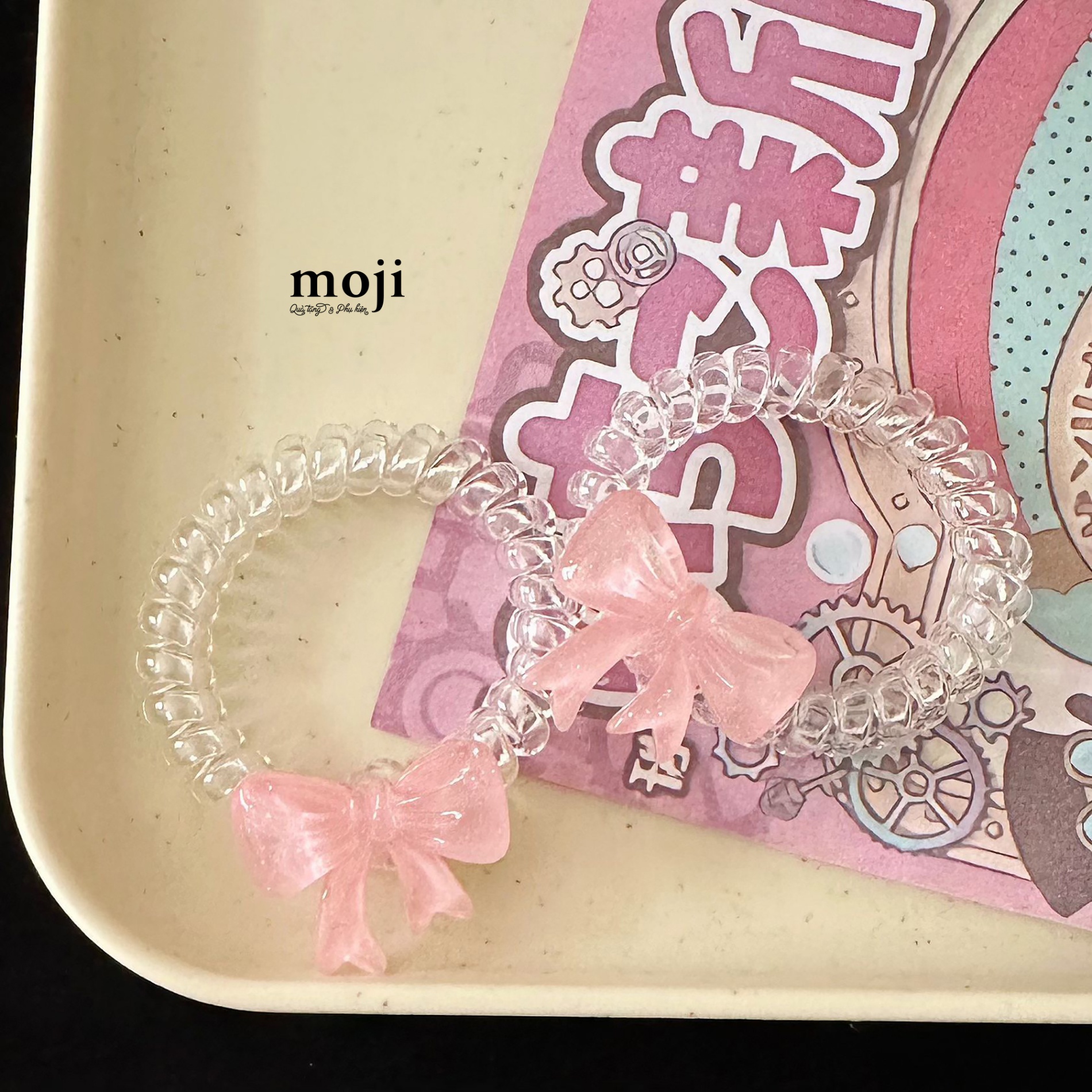 Buộc tóc lò xo trong suốt Basic bow nơ