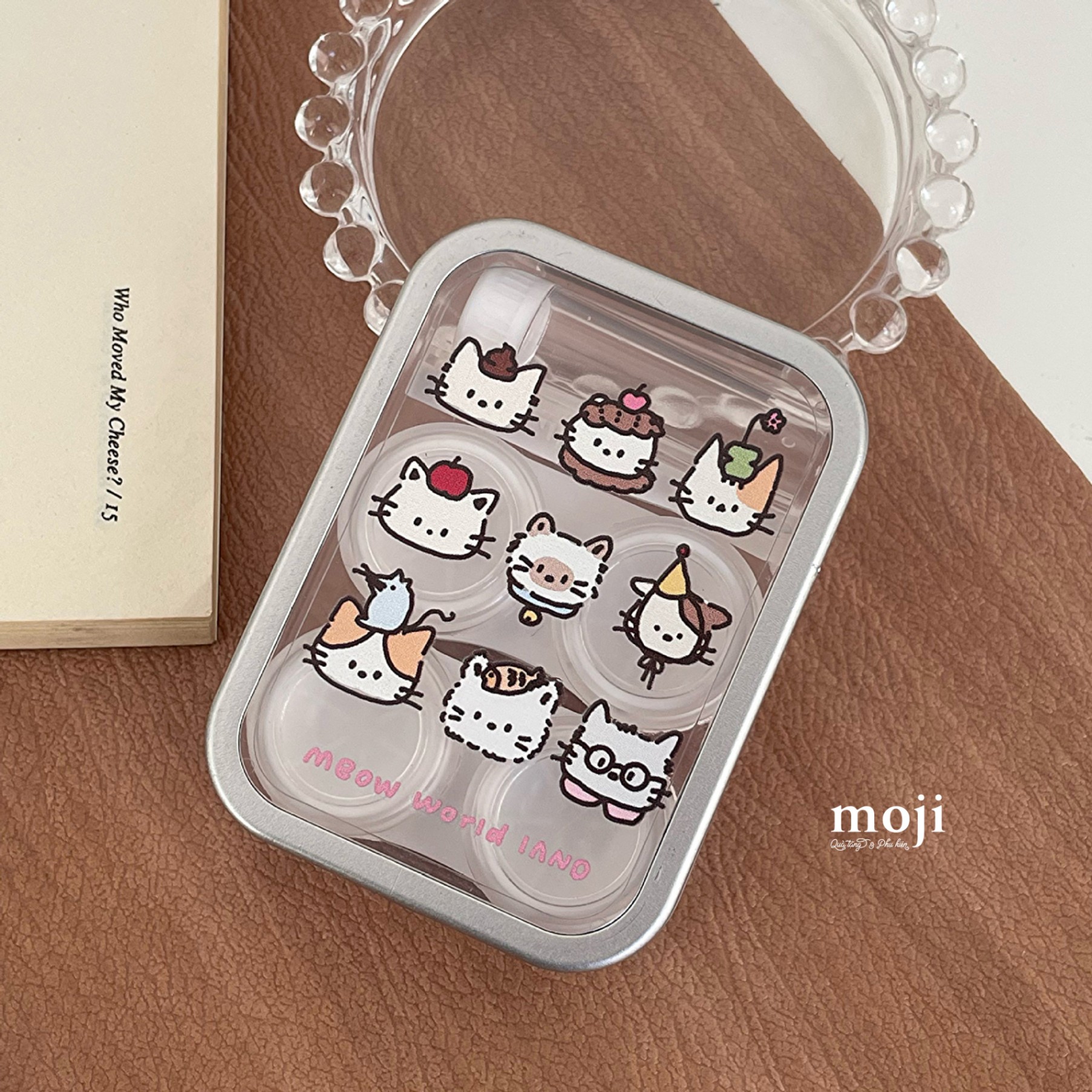 Hộp đựng lens Cat face meow world set2