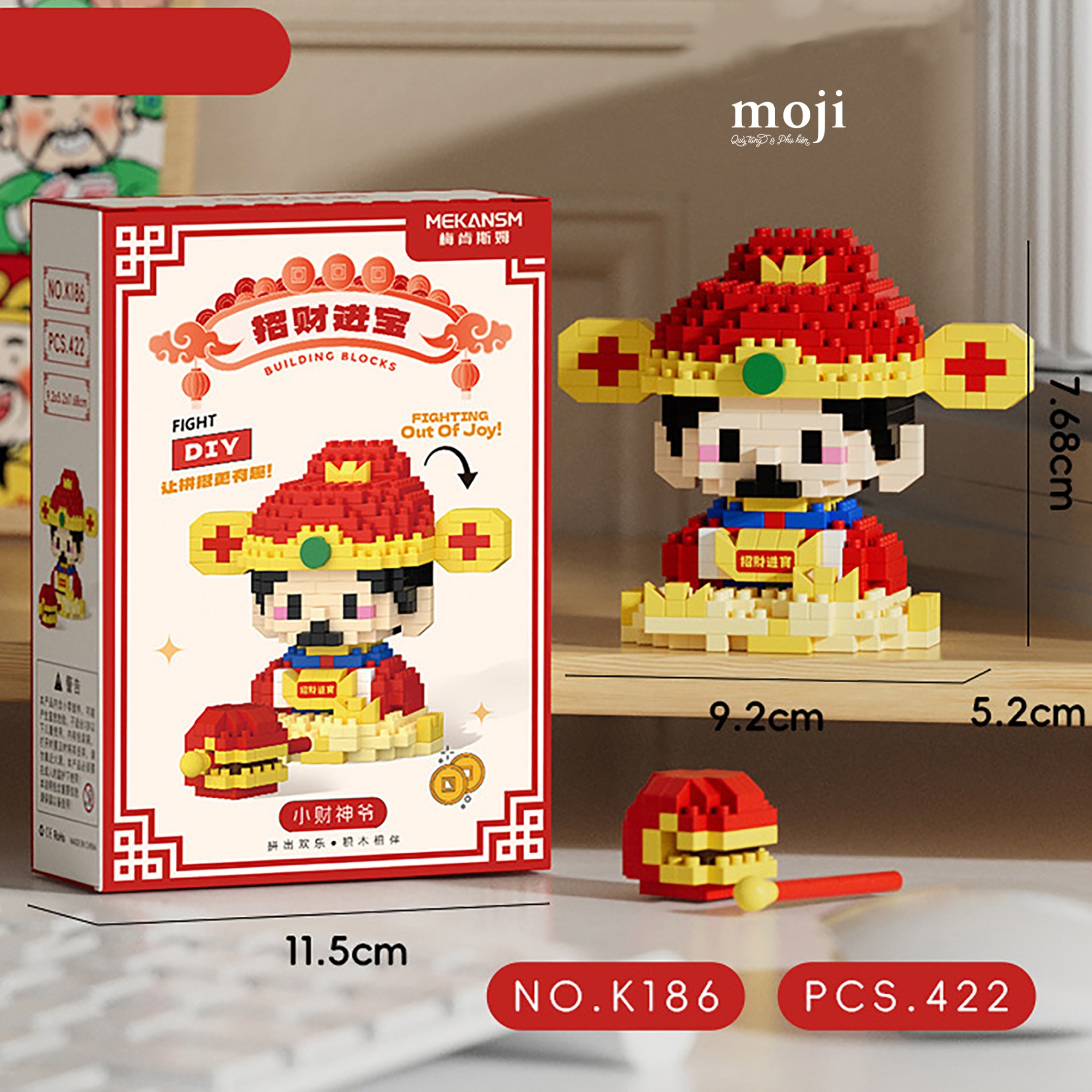 Đồ chơi xếp hình Thần Tài gõ mõ 5x7x9
