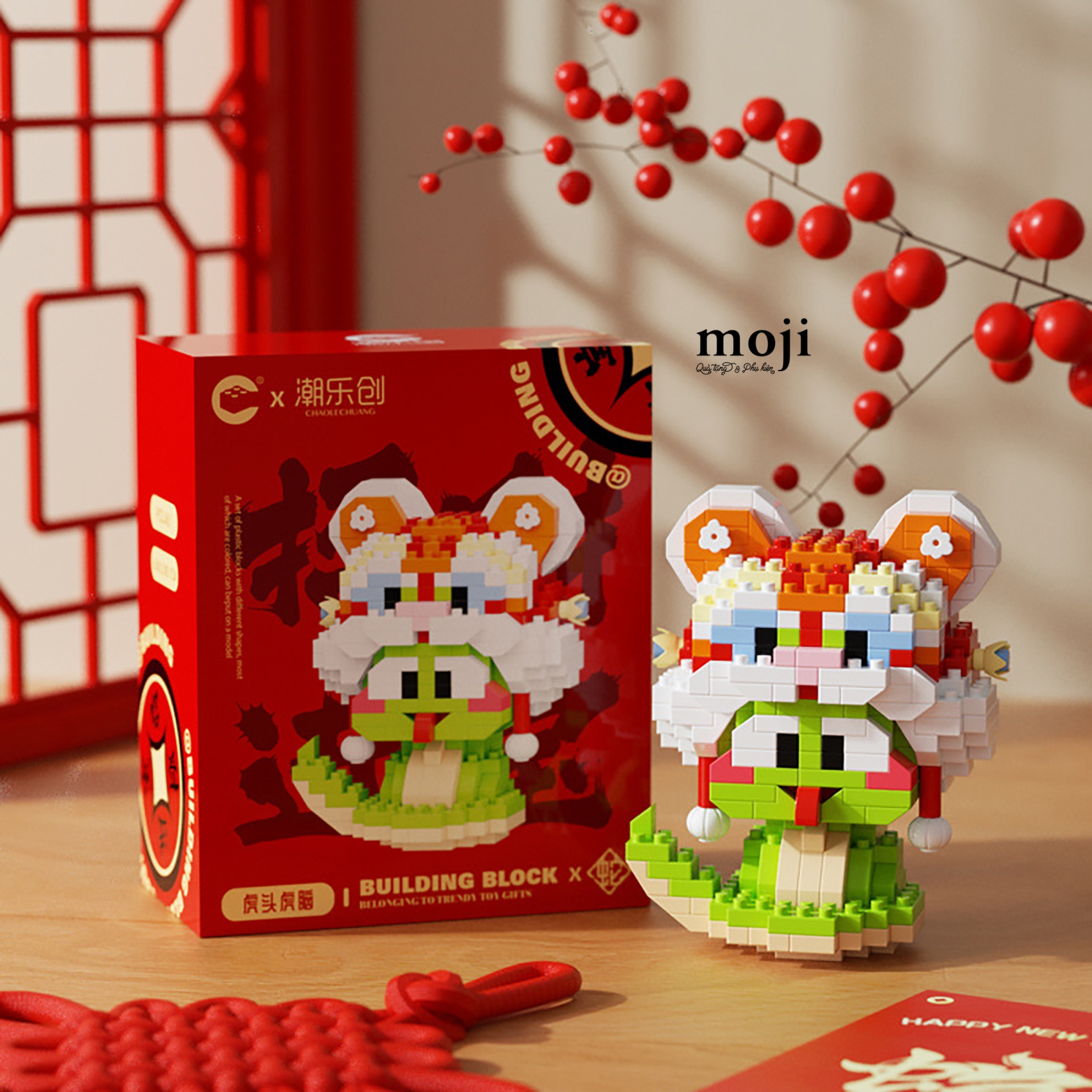 Đồ chơi xếp hình Rắn cute snake múa lân 5x6x8
