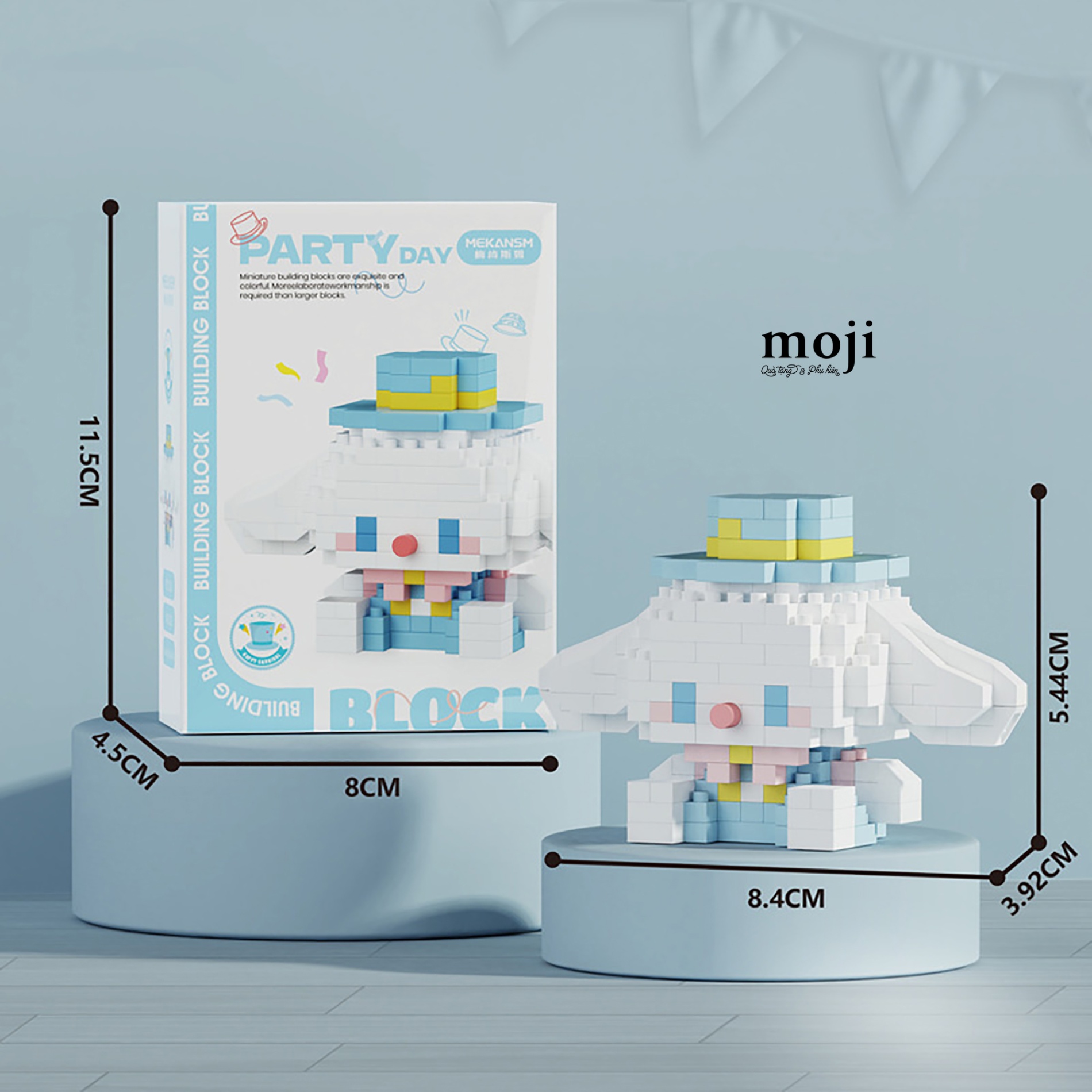 Đồ chơi xếp hình Sanrio family Cinnamoroll party day đội mũ 3x5x8