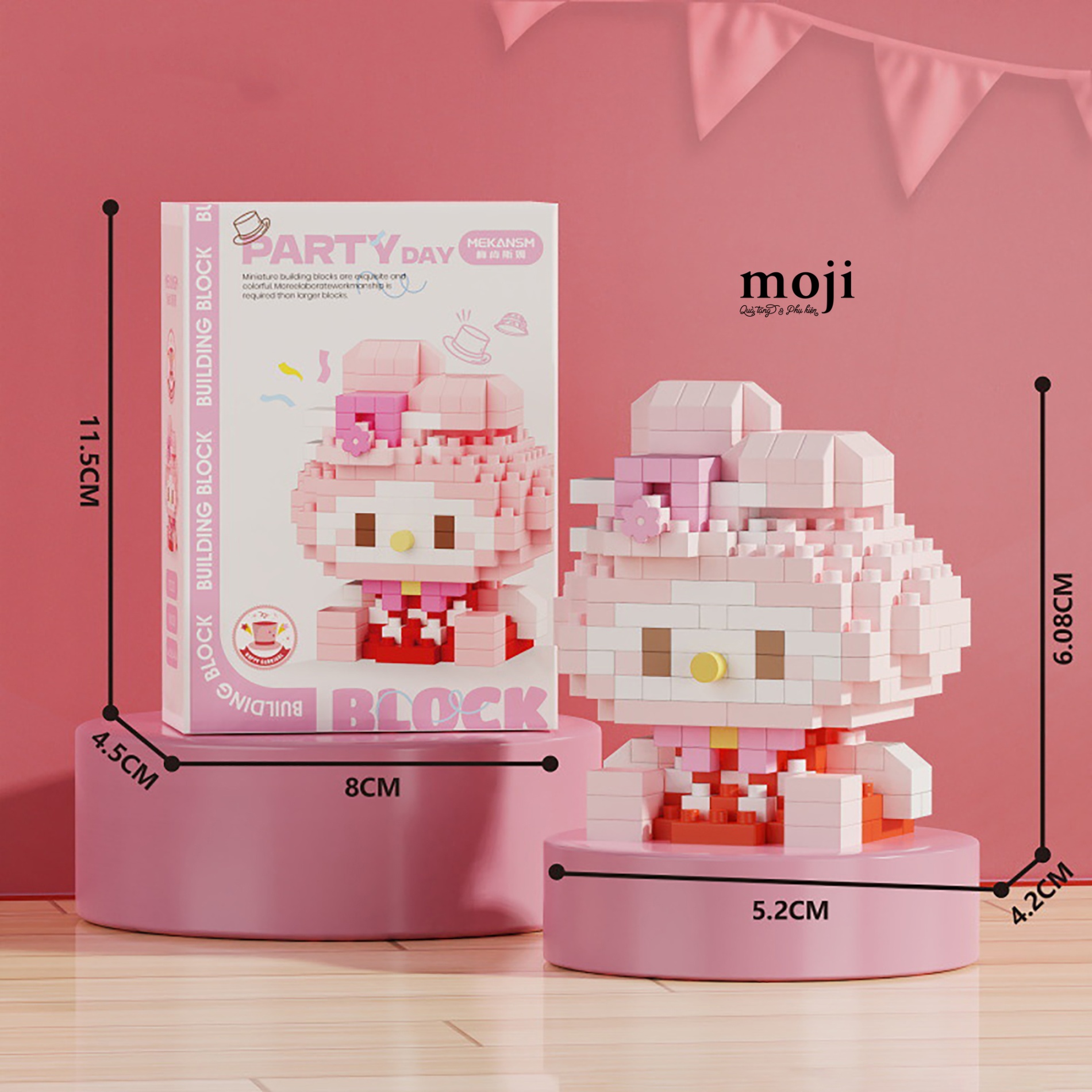 Đồ chơi xếp hình Sanrio family My Melody party day đội mũ 4x5x6