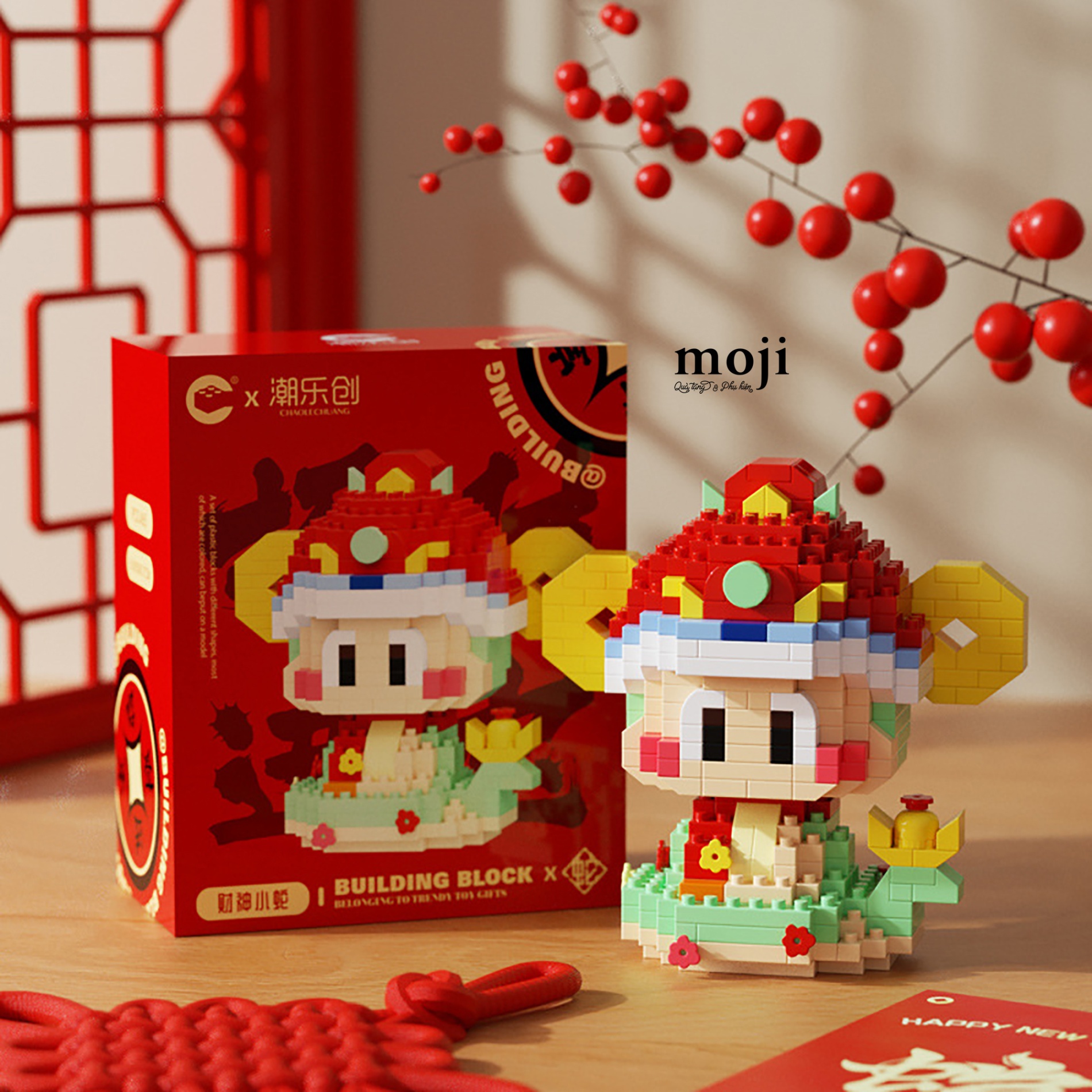 Đồ chơi xếp hình Thần tài cưỡi rắn cute snake 5x8x8