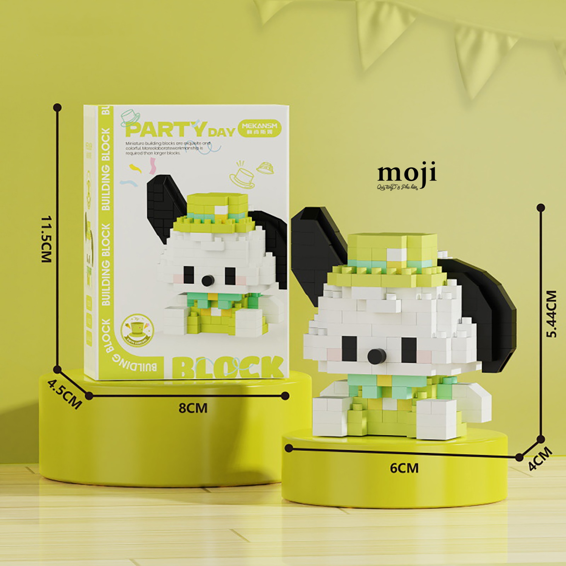 Đồ chơi xếp hình Sanrio family Pochacco party day đội mũ 4x5x6