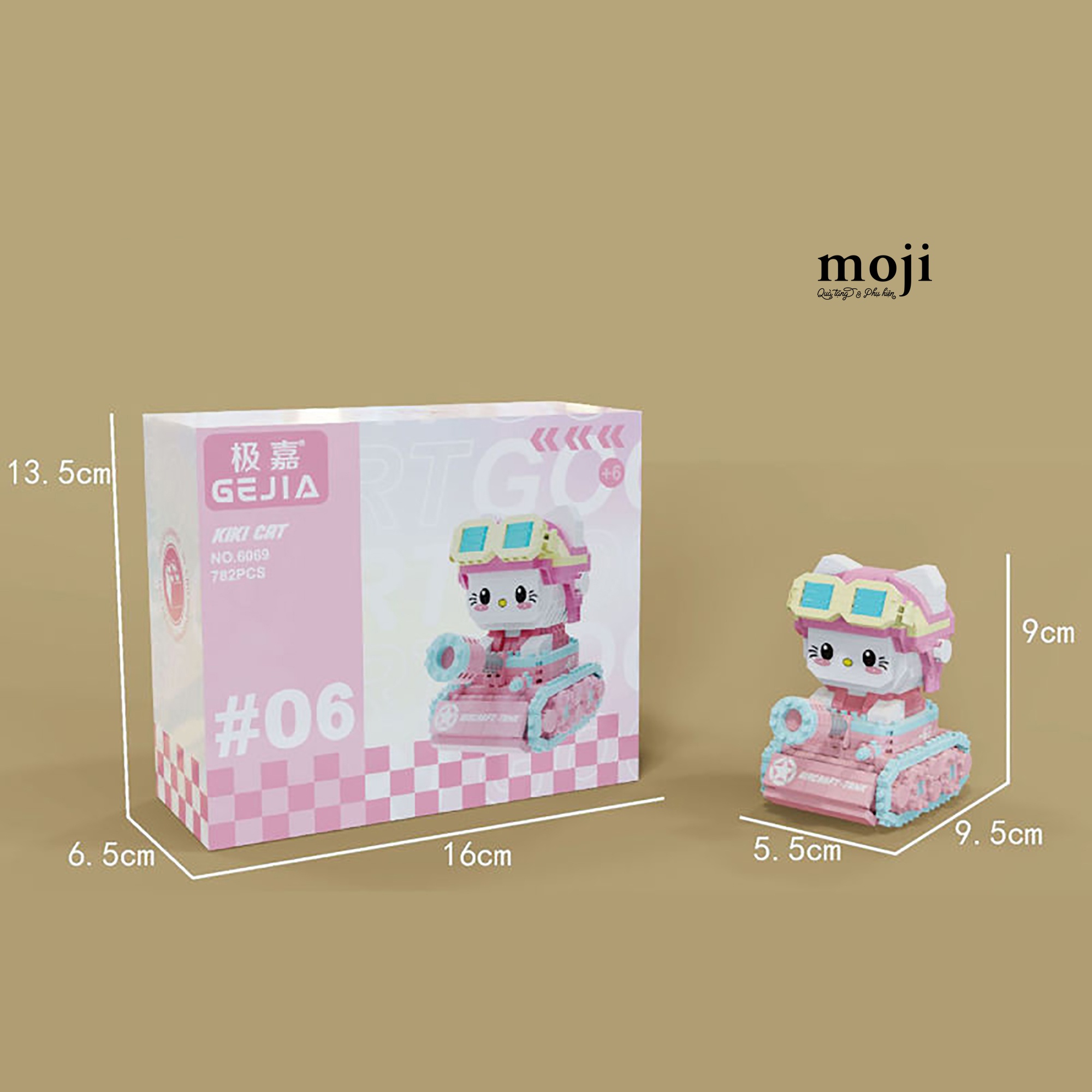 Đồ chơi xếp hình Sanrio family Hello Kitty xe tăng 5x9x9