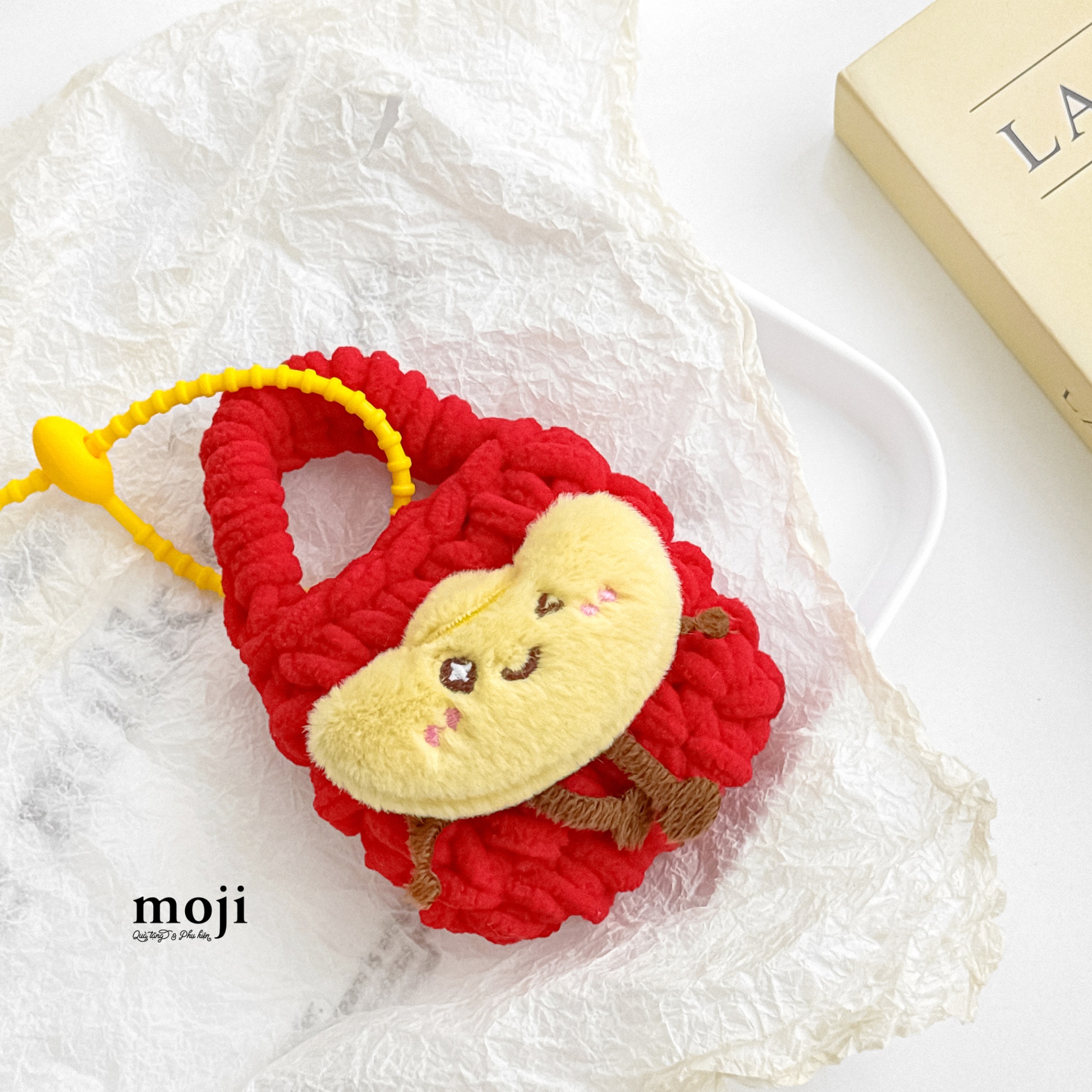 Túi ví đa năng đựng airpods móc len Tiền vàng có chân happy