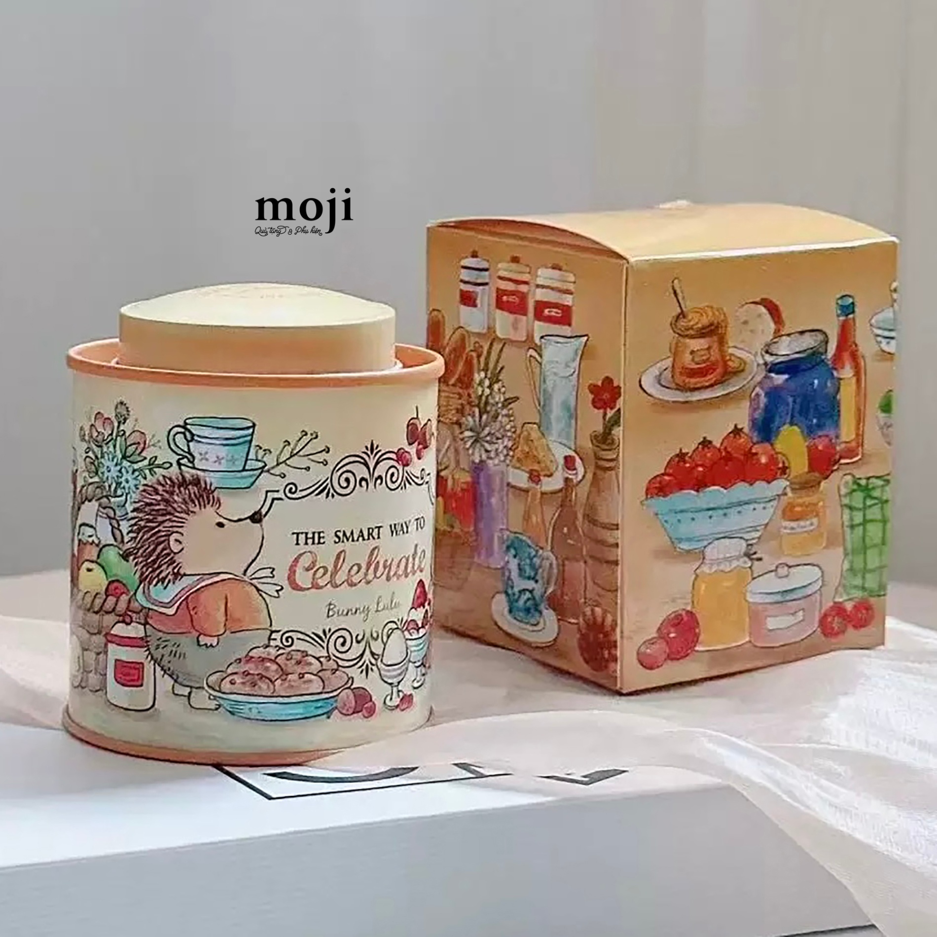 Nến thơm hũ The smart way to celebrate painting world with fruit orange 6x8