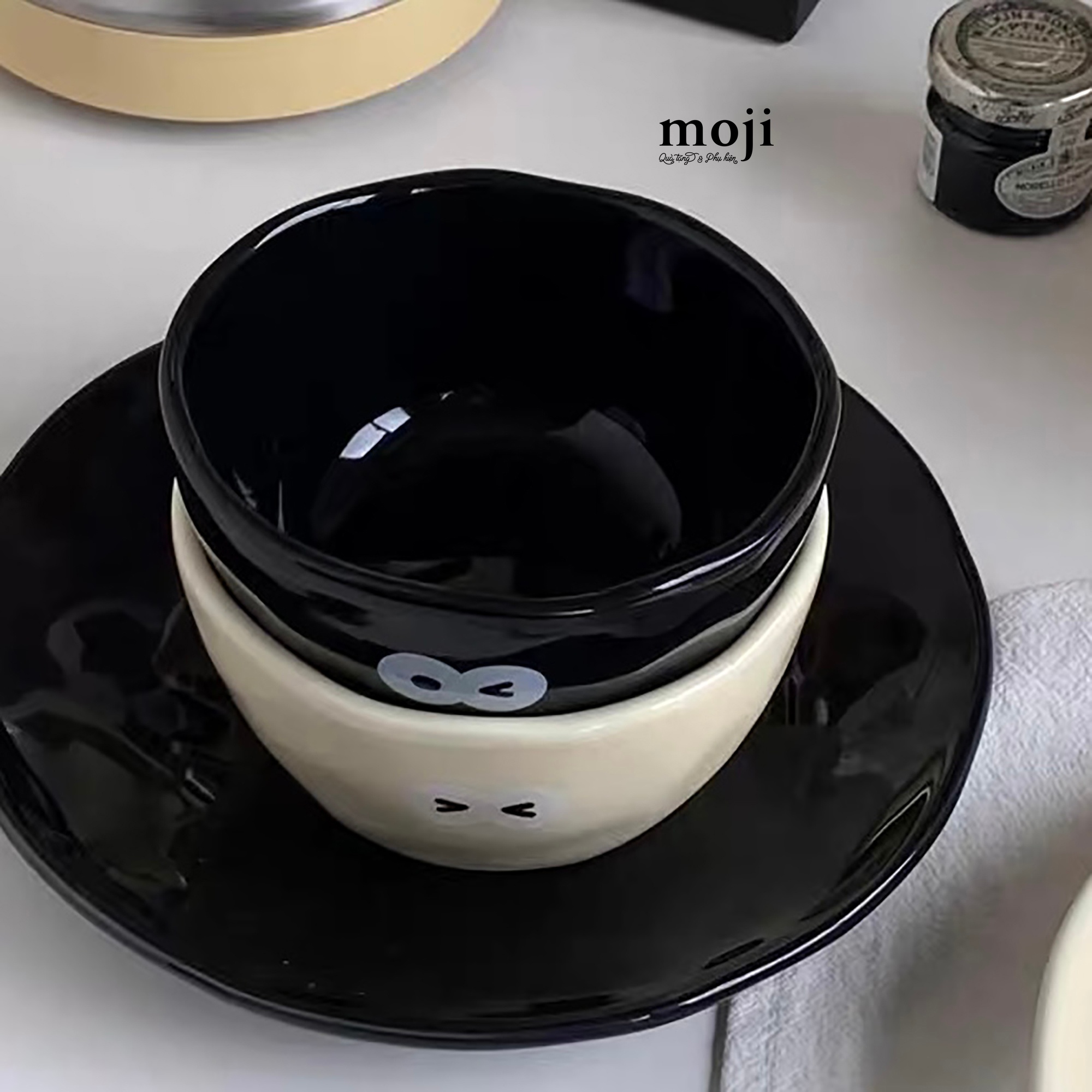 Chén bát gốm sứ Bồ hóng biểu cảm nền màu 5x12