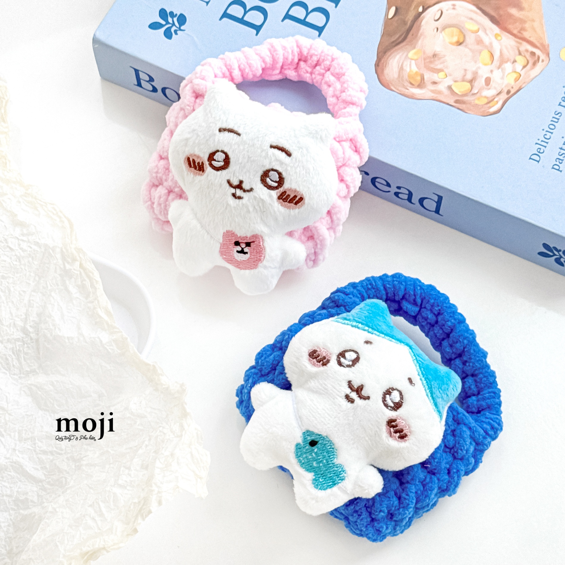Túi ví đa năng đựng airpods móc len Chiikawa Hachiware má hồng đứng little friends