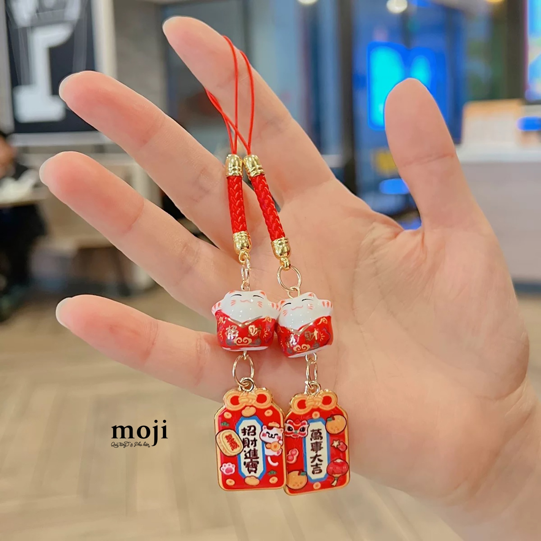 Móc đeo điện thoại Mèo may mắn mọi chuyện sẽ suôn sẻ