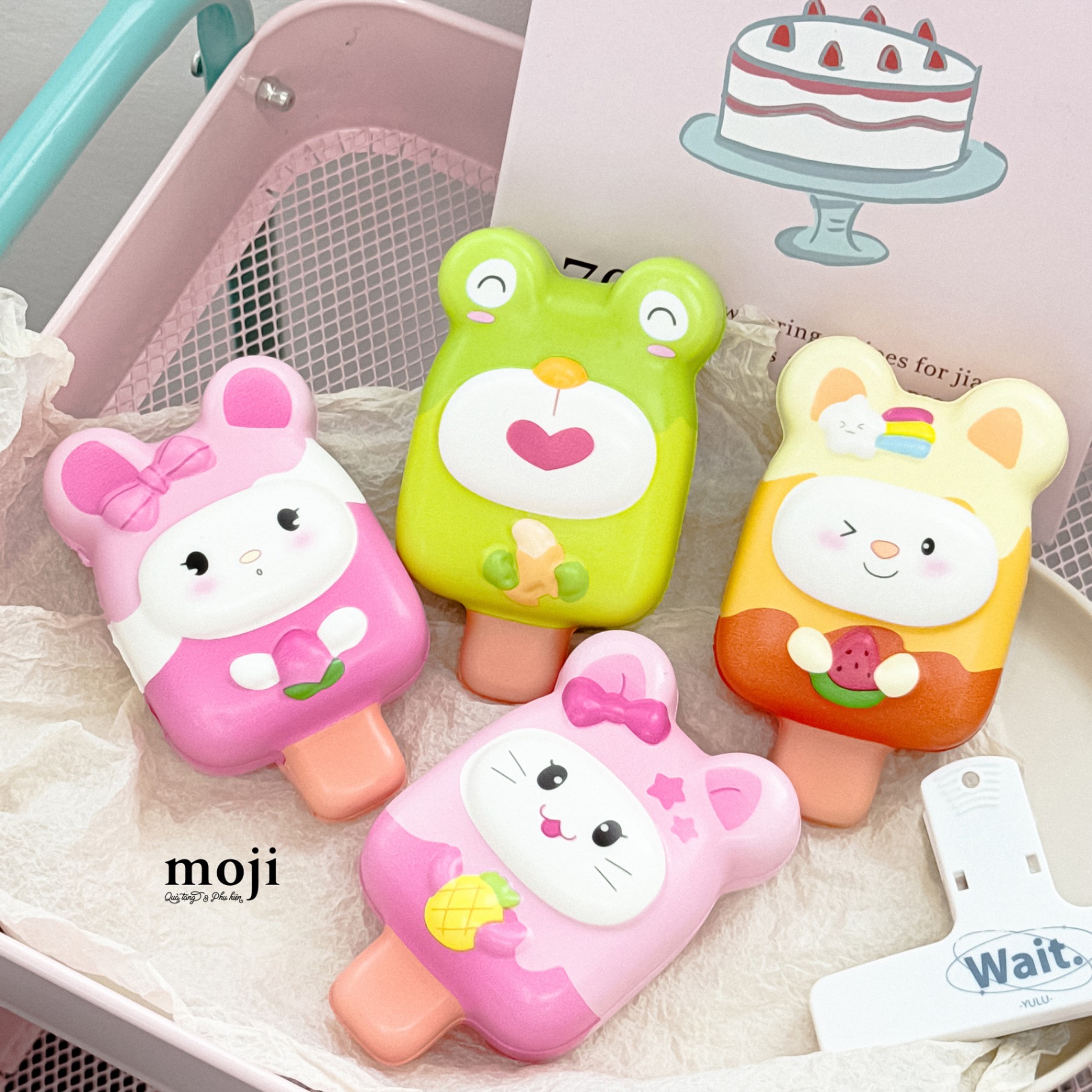 Squishy MJ Cute animal ice cream có tai 12cm