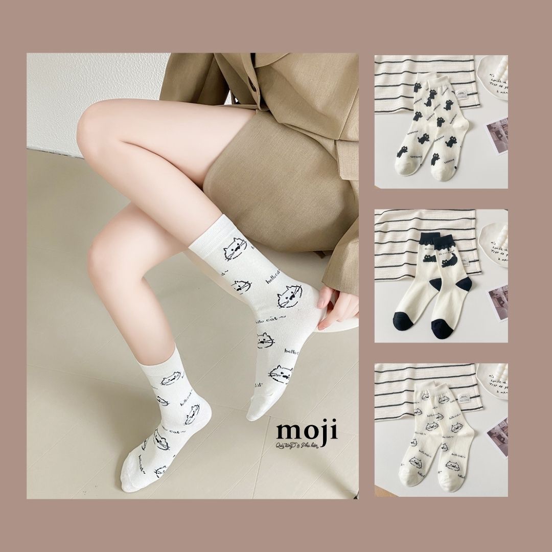 Tất vớ cổ cao Hello cat cute kitten