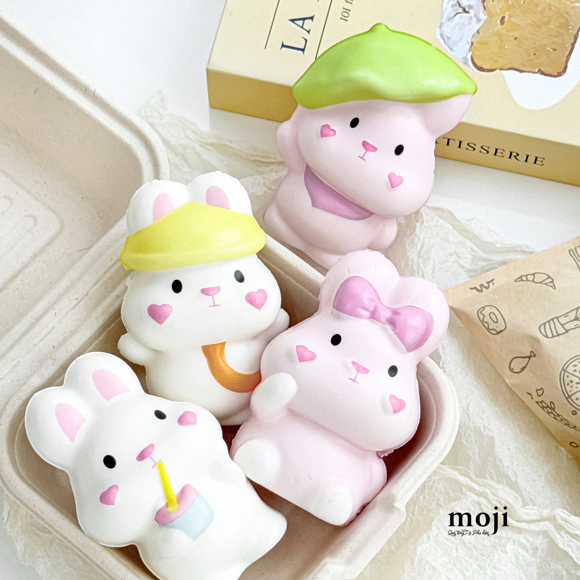 Squishy MJ Rabbit thỏ má béo trái tim 10cm