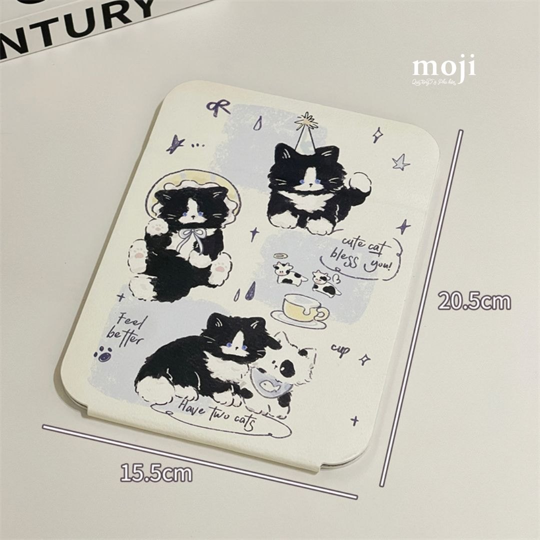 Gương gập để bàn Cute cat bless you painting 15x20