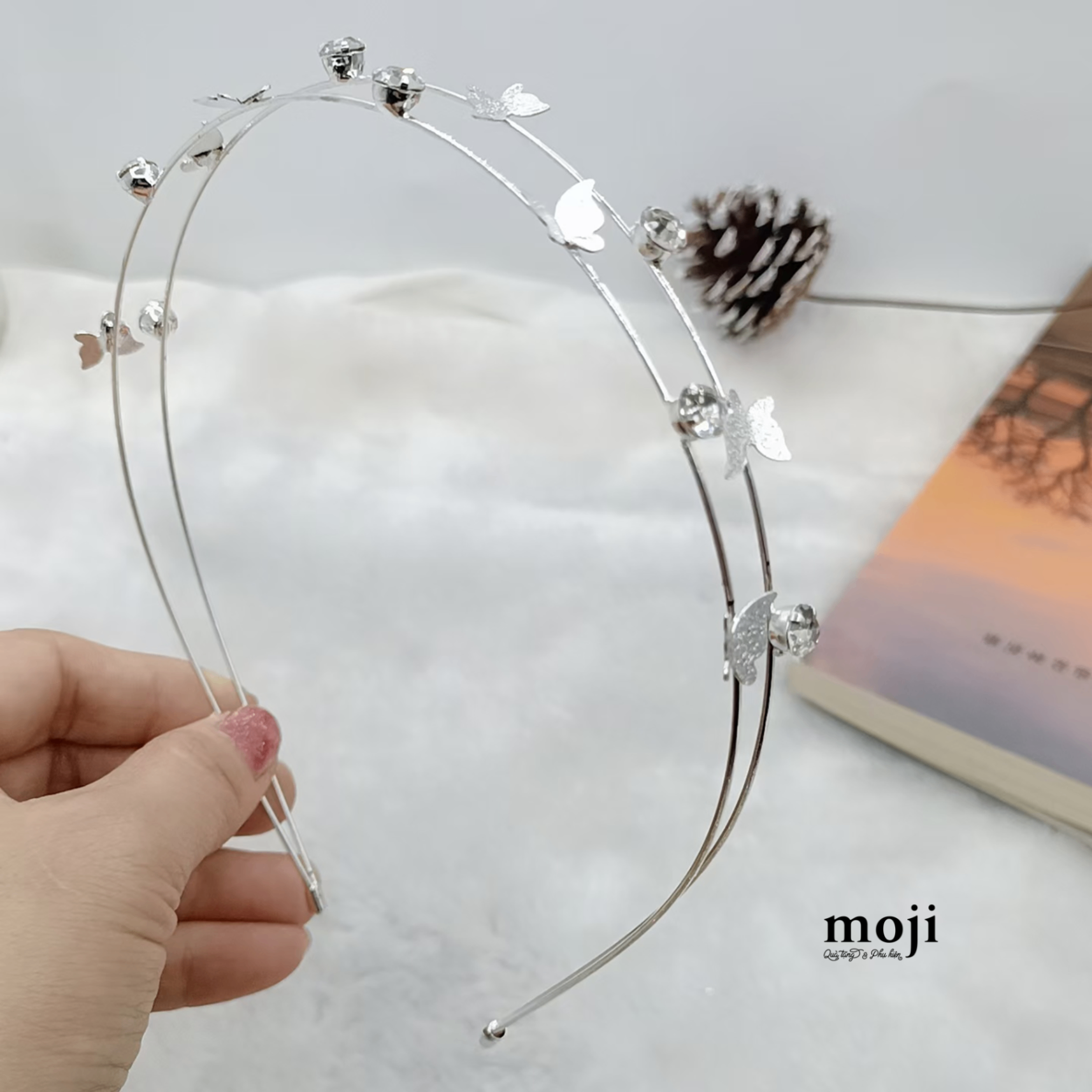 Băng đô bờm Butterfly nhỏ hạt đá 2 hàng