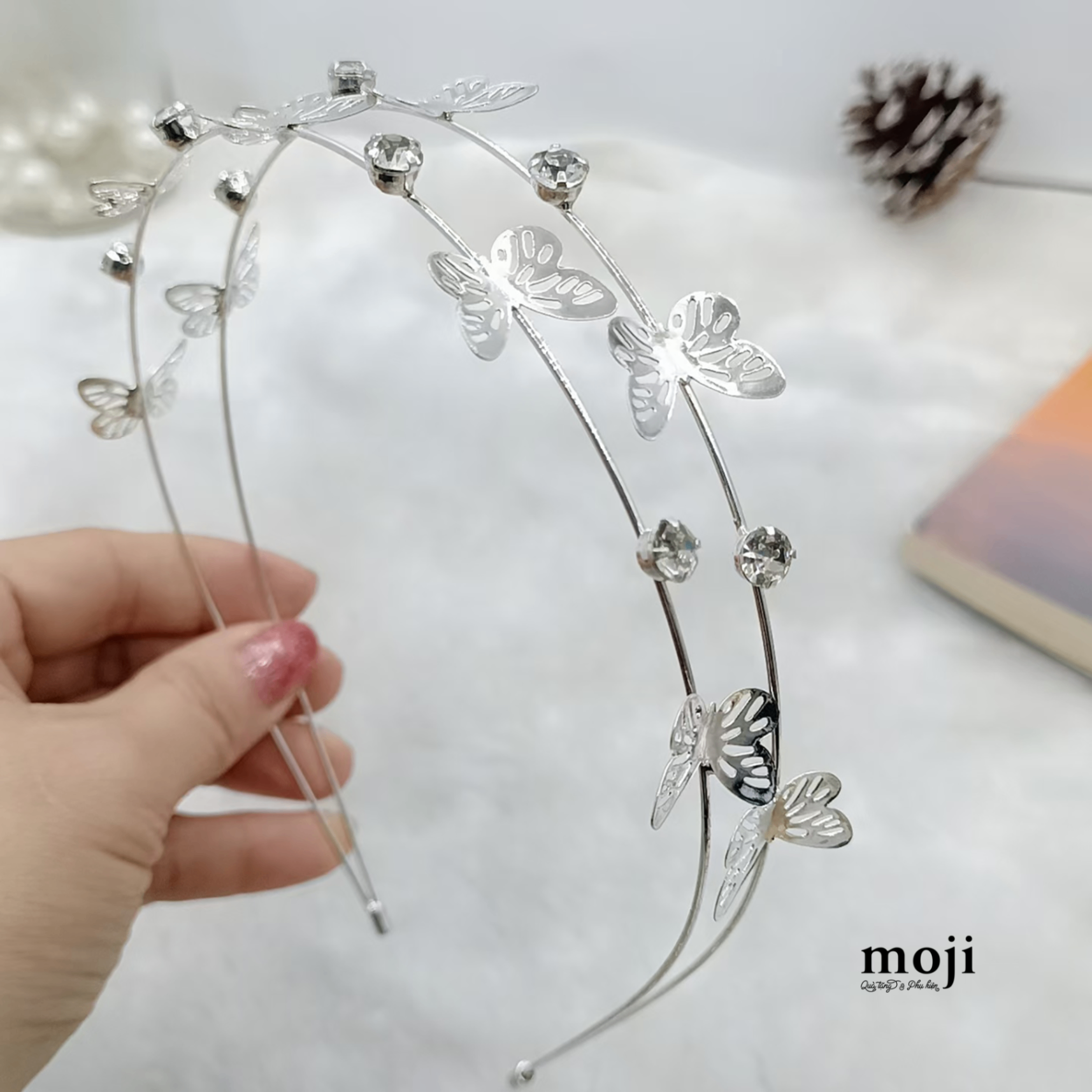 Băng đô bờm Butterfly lớn hạt đá 2 hàng