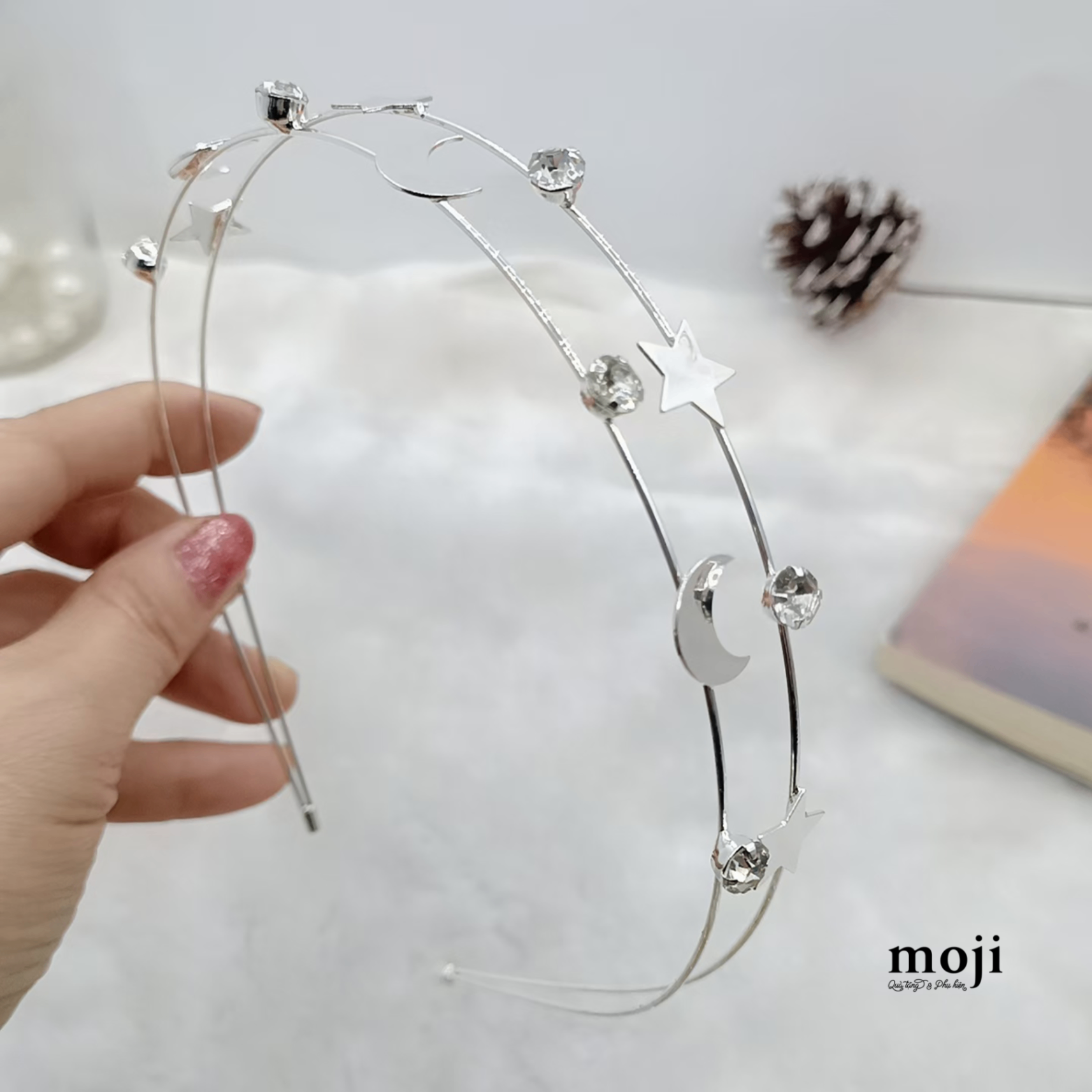Băng đô bờm Moon star hạt đá 2 hàng