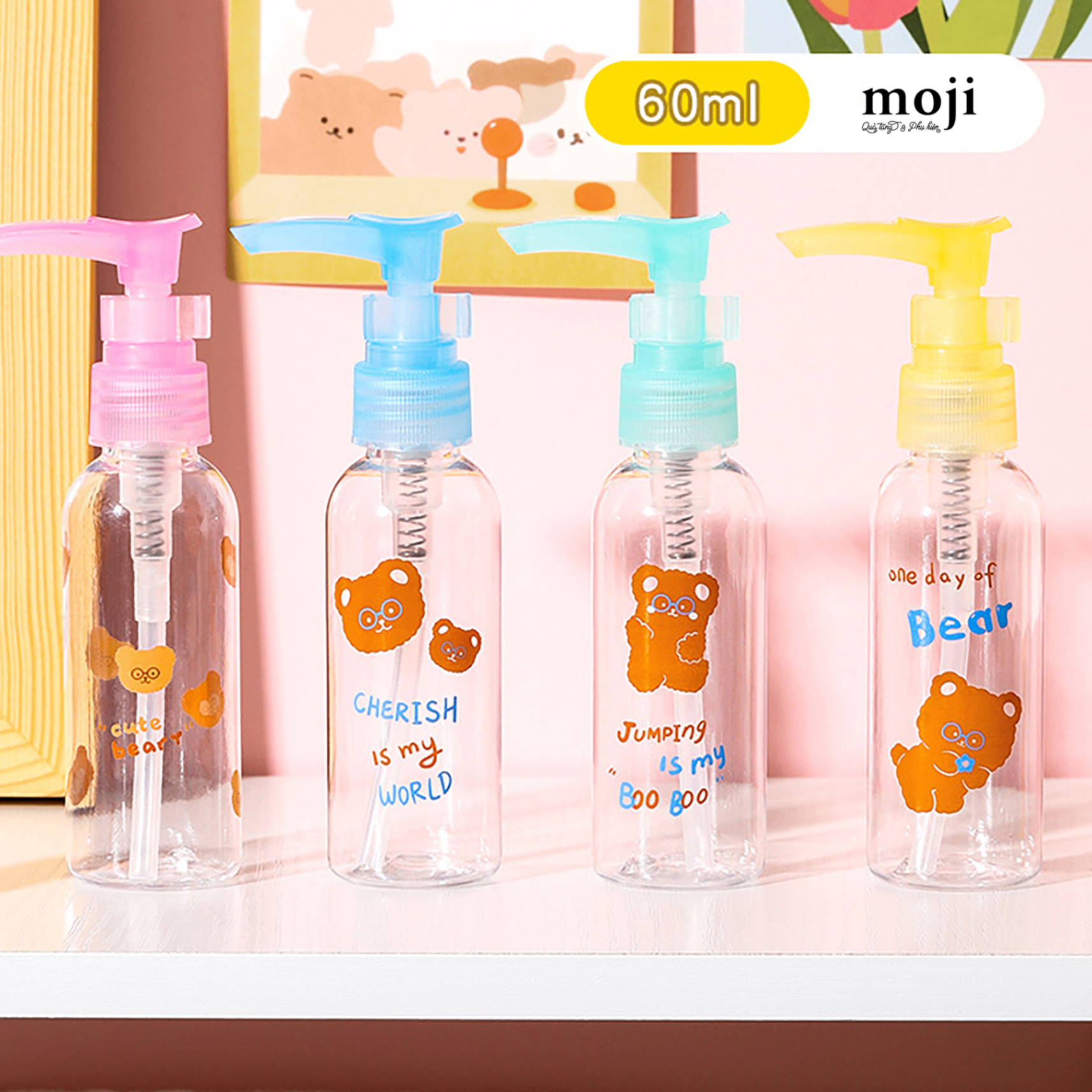 Bình xịt vòi dài Gấu lông xù đeo kính 60ml