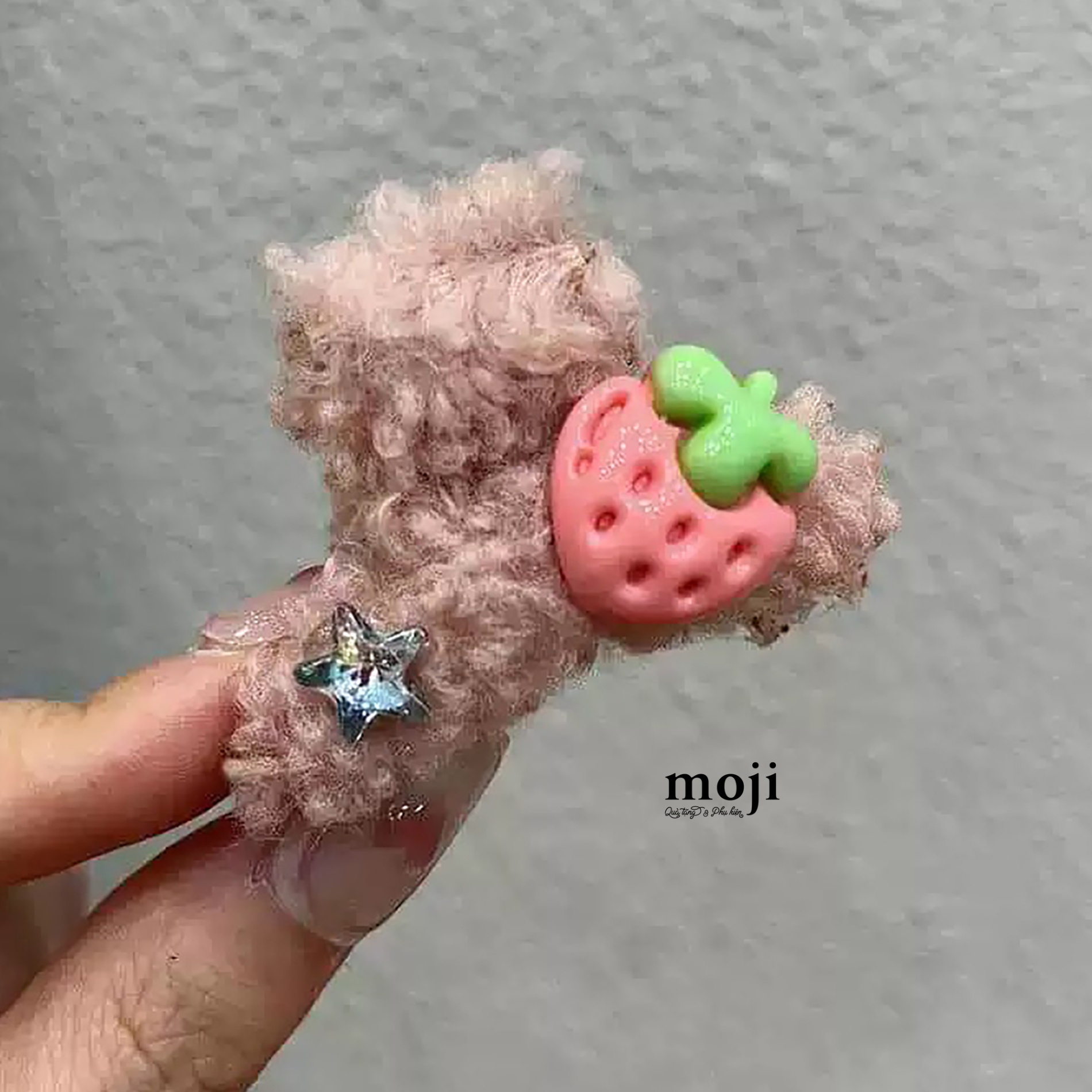 Kẹp tóc càng cua lông xù Fruit strawberry ngôi sao