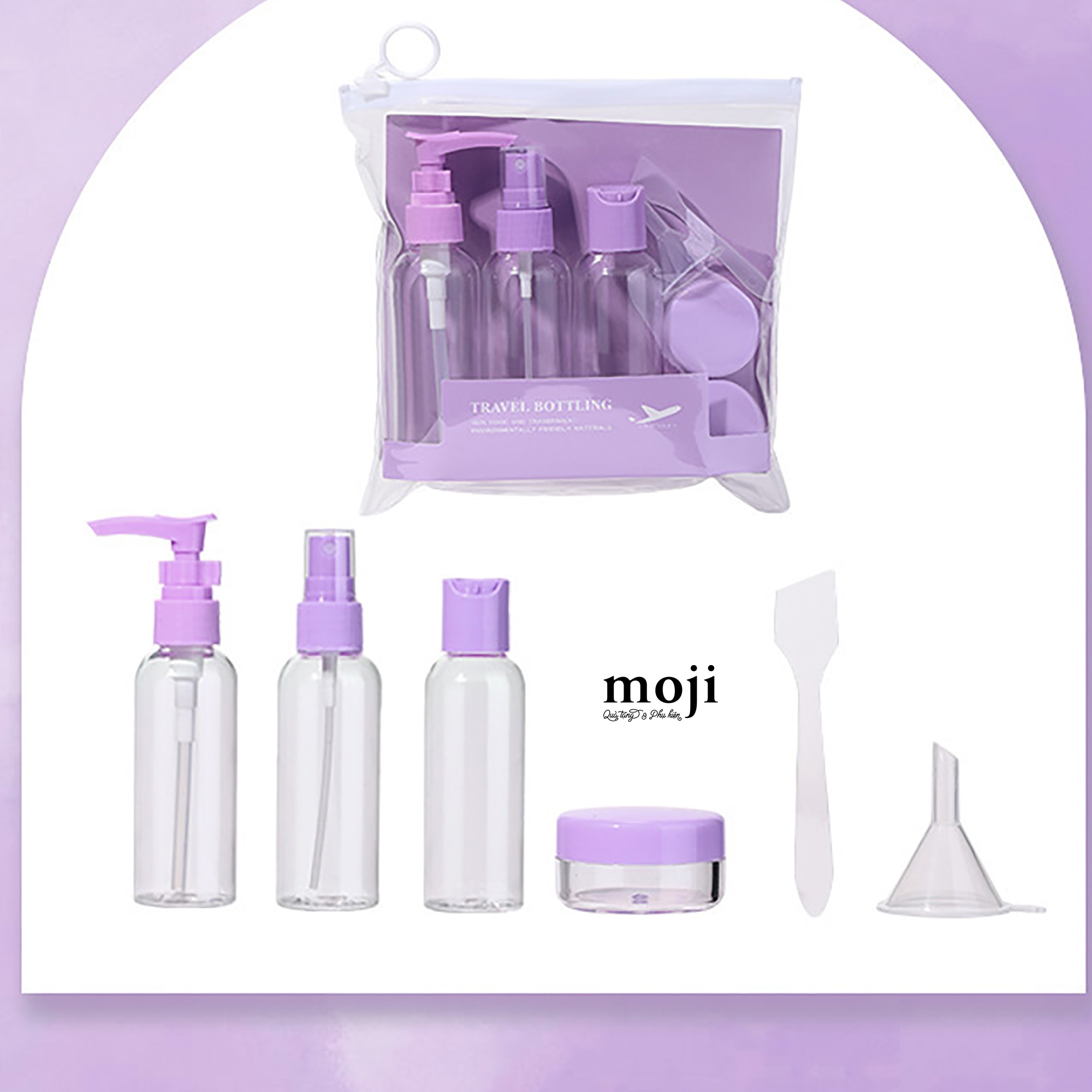 Bộ chiết mỹ phẩm Purple travel bottling