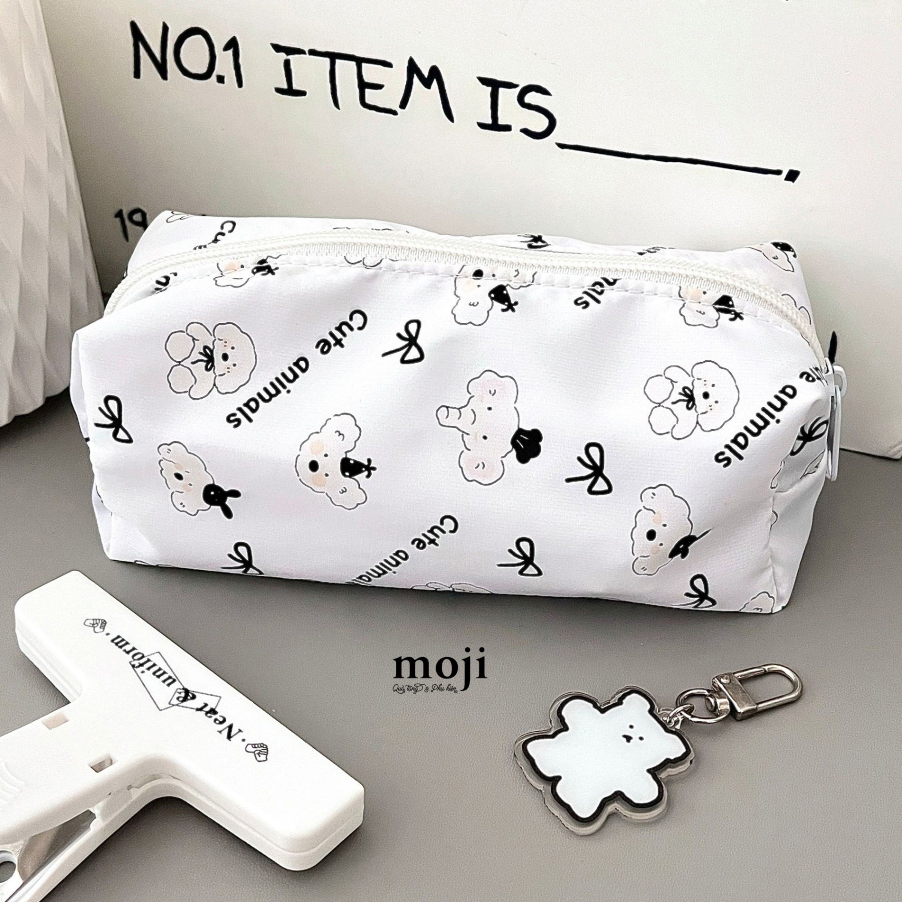 Hộp bút lớn Cute animals bow nơ 12x18
