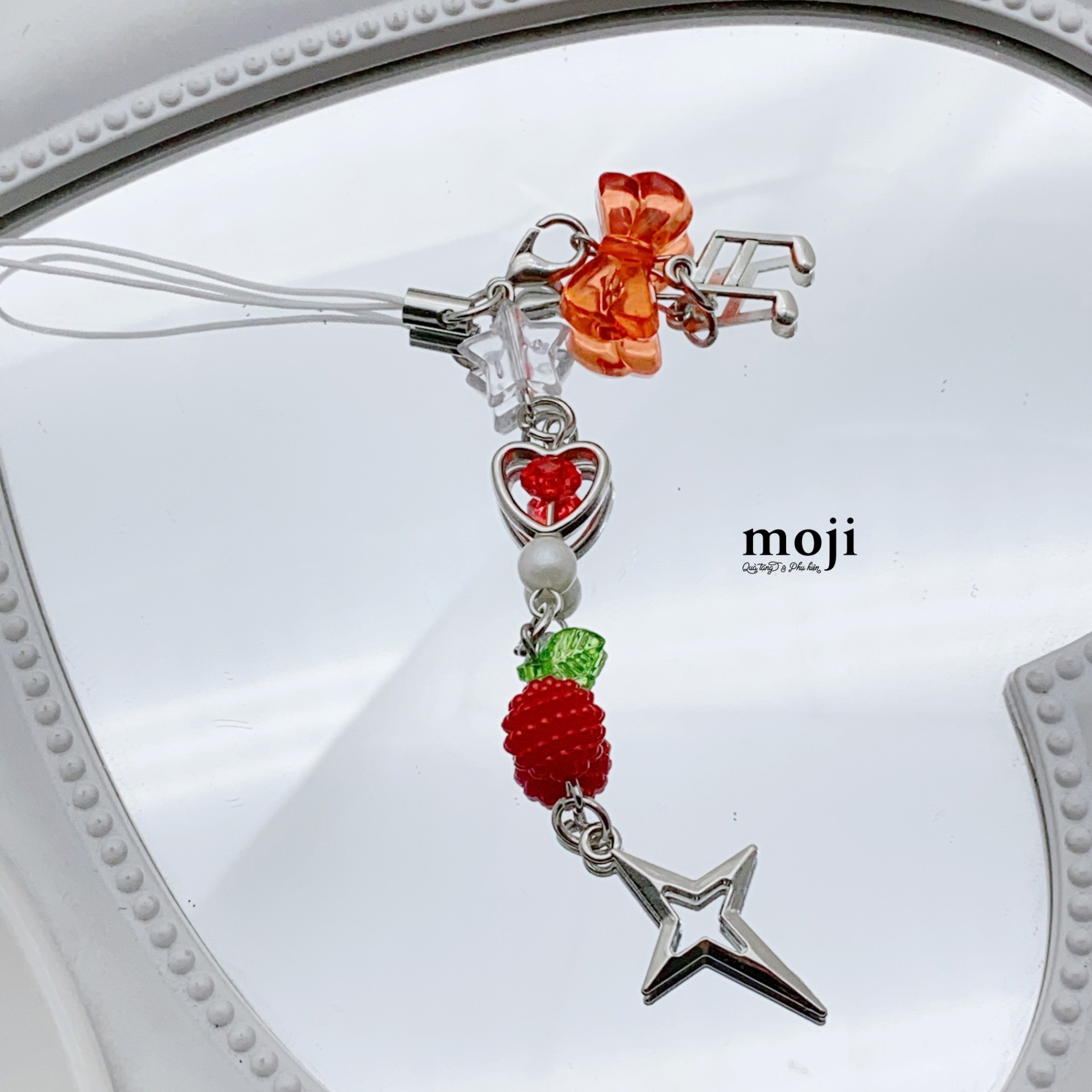 Móc đeo điện thoại Âm nhạc bow nơ fruit ngôi sao