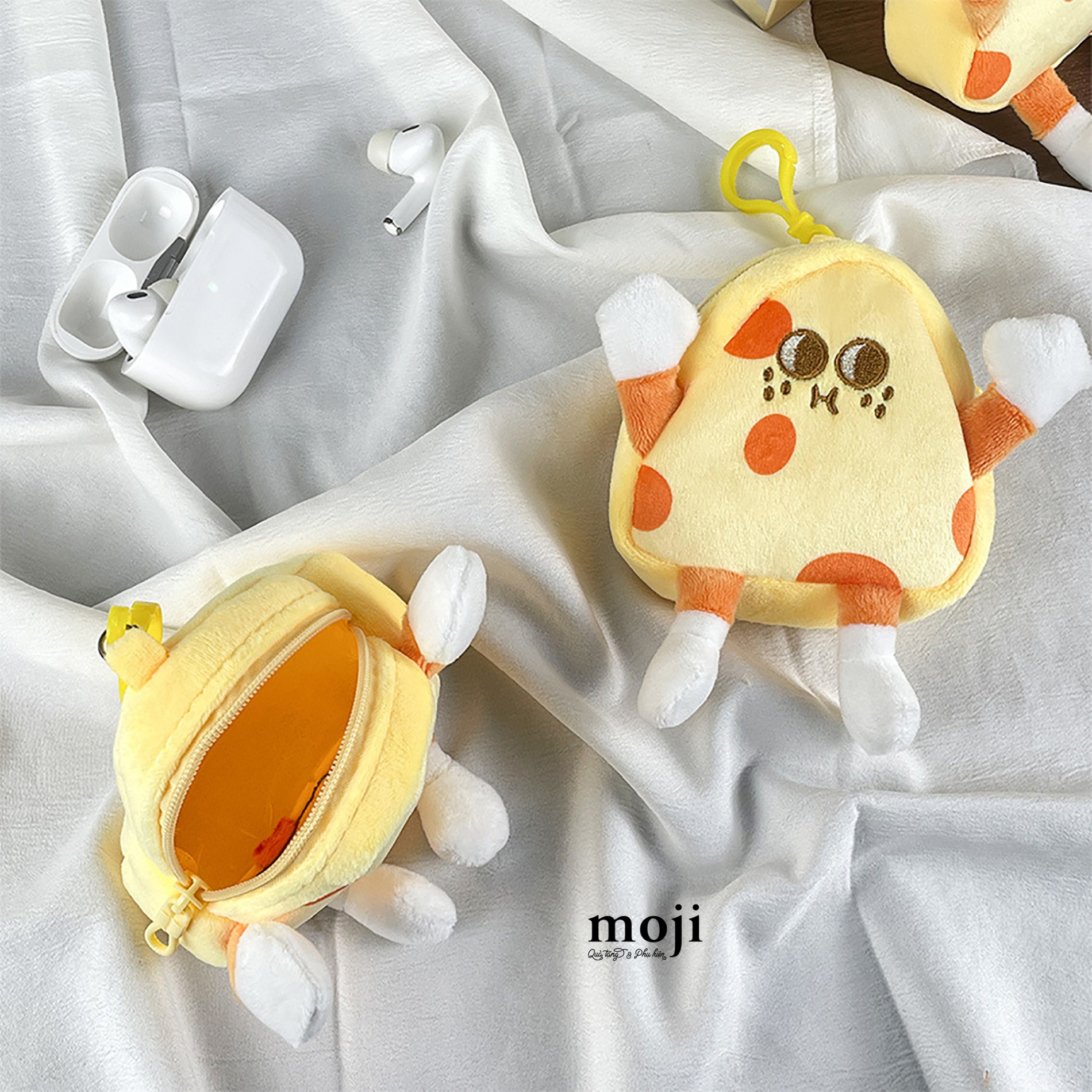 Túi ví đa năng Cheese cute face có chân 4x12x13