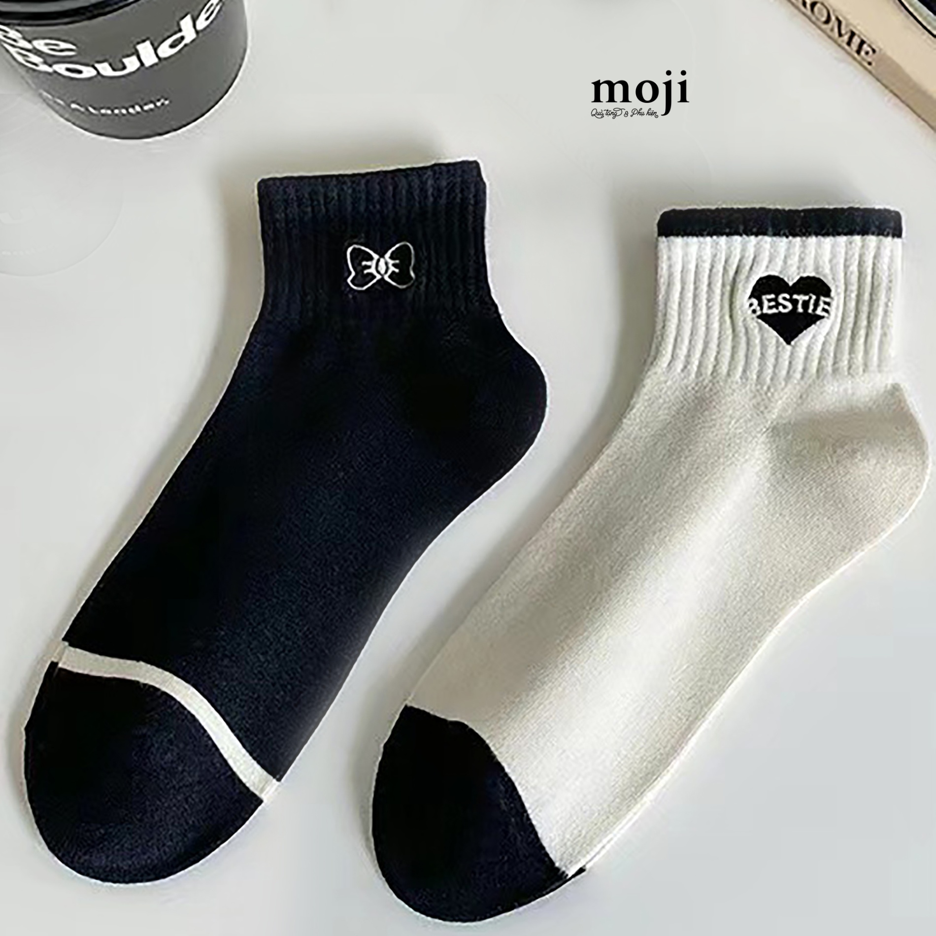 Tất vớ cổ ngắn Rabbit face bestie heart bow nơ