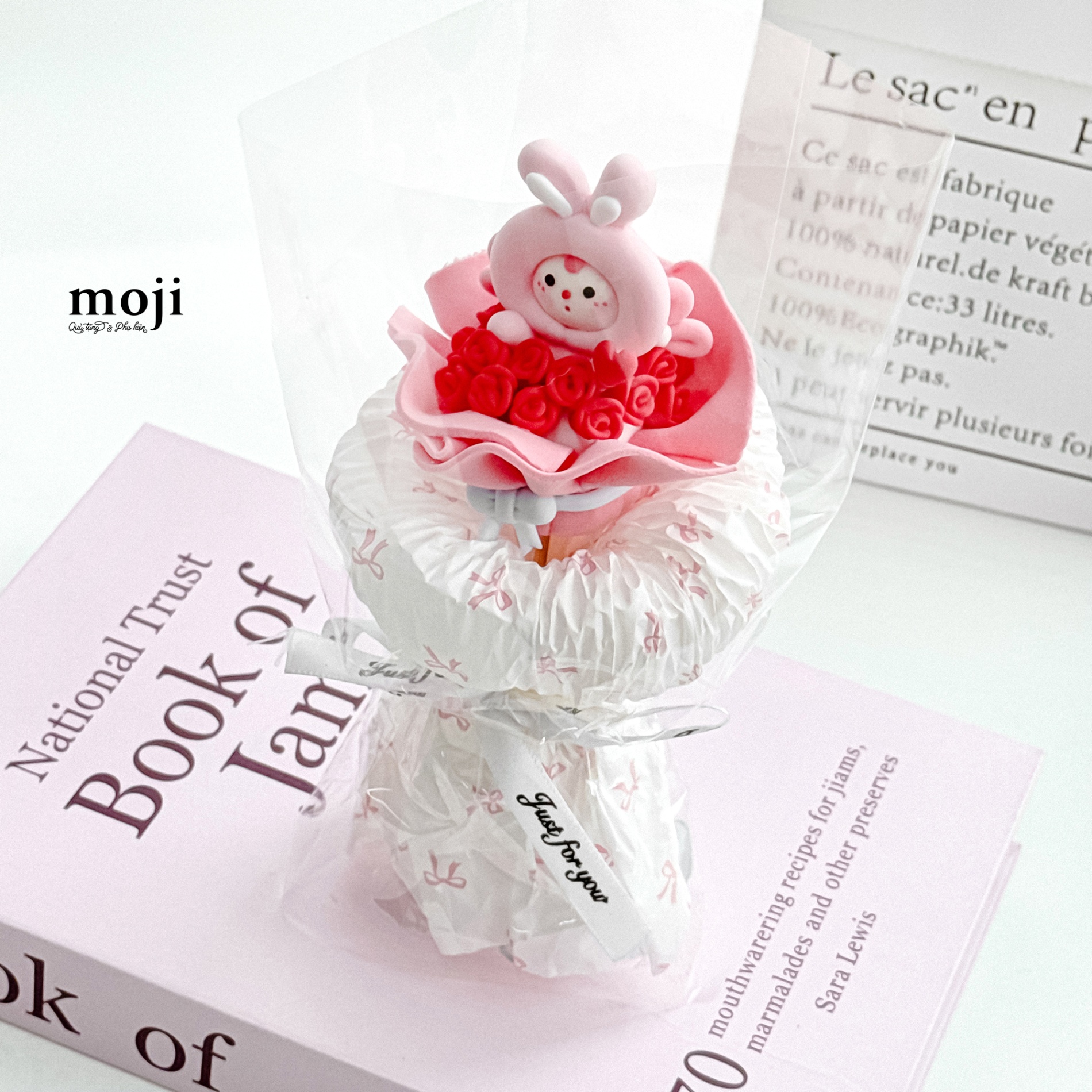 Hoa đất sét lẻ Bó hoa Thỏ baby rabbit 21cm