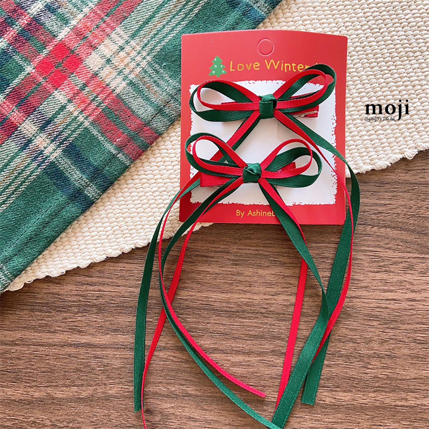 Kẹp tóc MJ Bow nơ dây dài phối màu set2