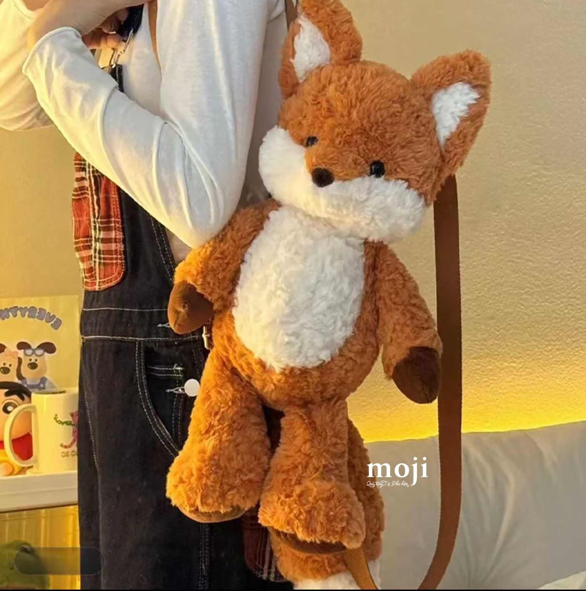 Balo gấu bông Fox cáo có tai đuôi dài 24x45