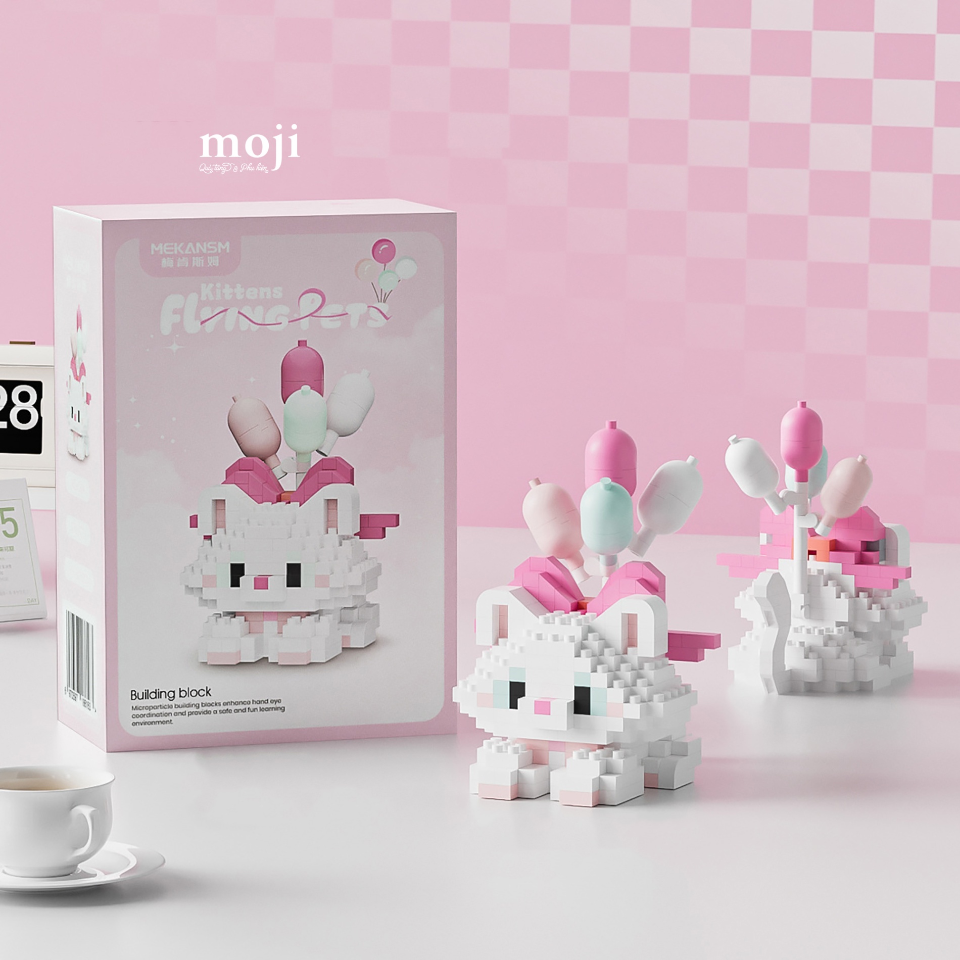 Đồ chơi xếp hình Cute cat bow nơ bong bóng flying pets 6x6x8