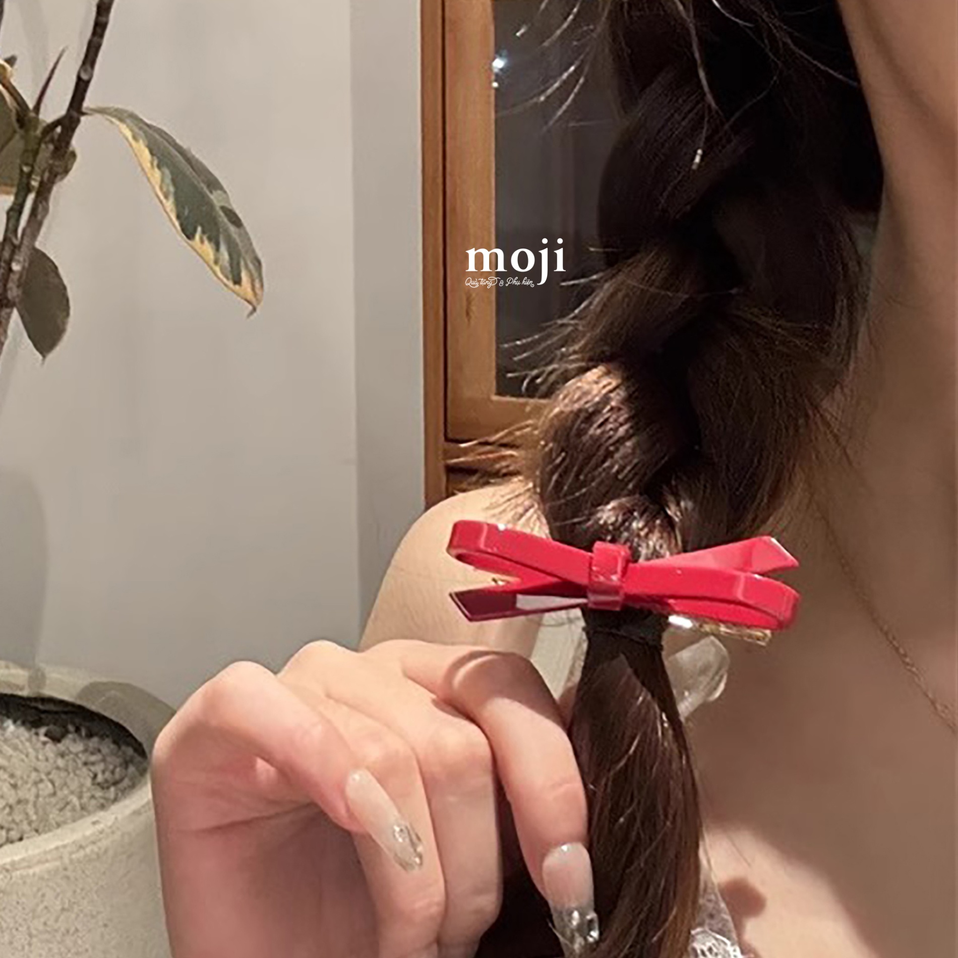Kẹp tóc MJ Basic red bow nơ