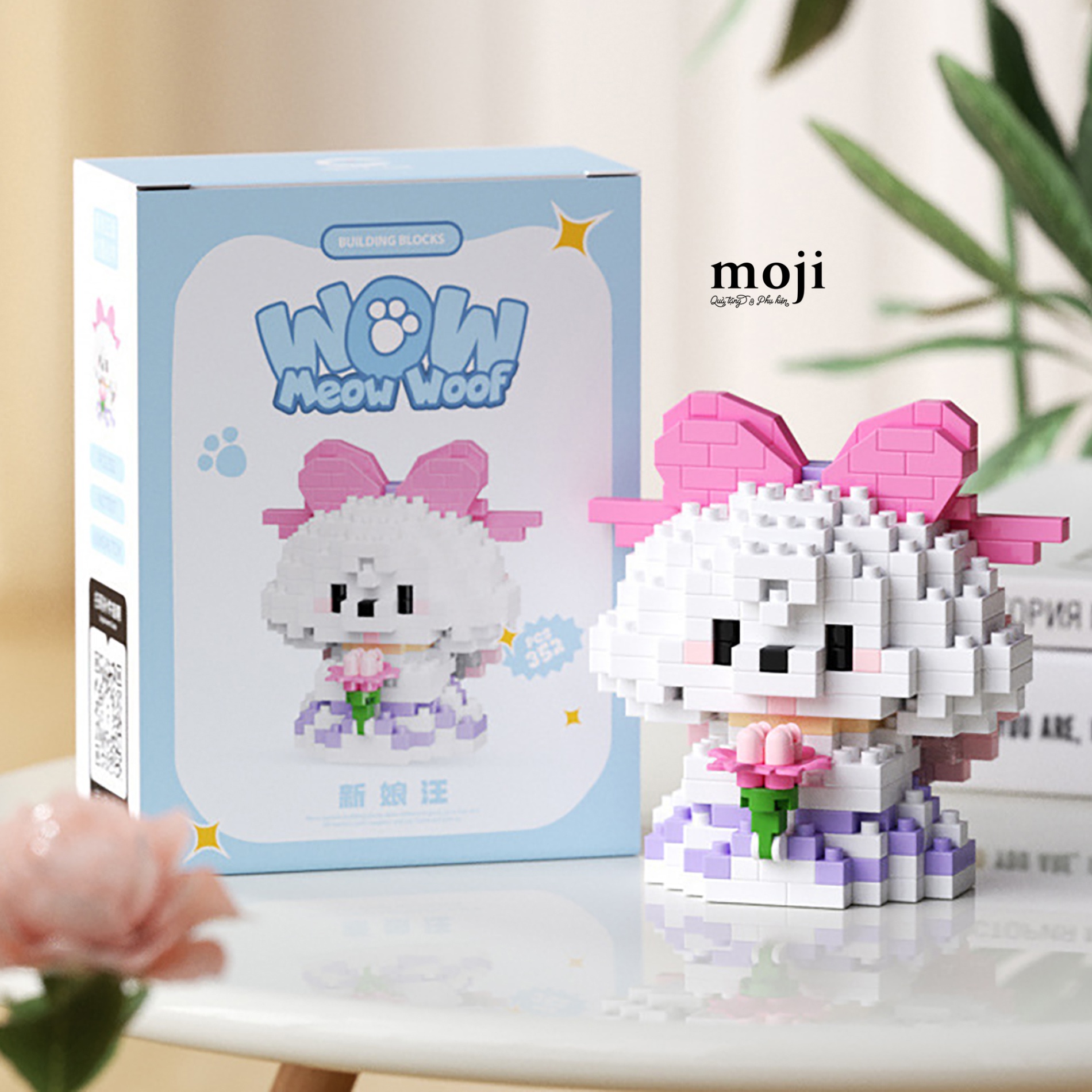 Đồ chơi xếp hình Cô dâu cún cầm hoa meow woof 5x6x6