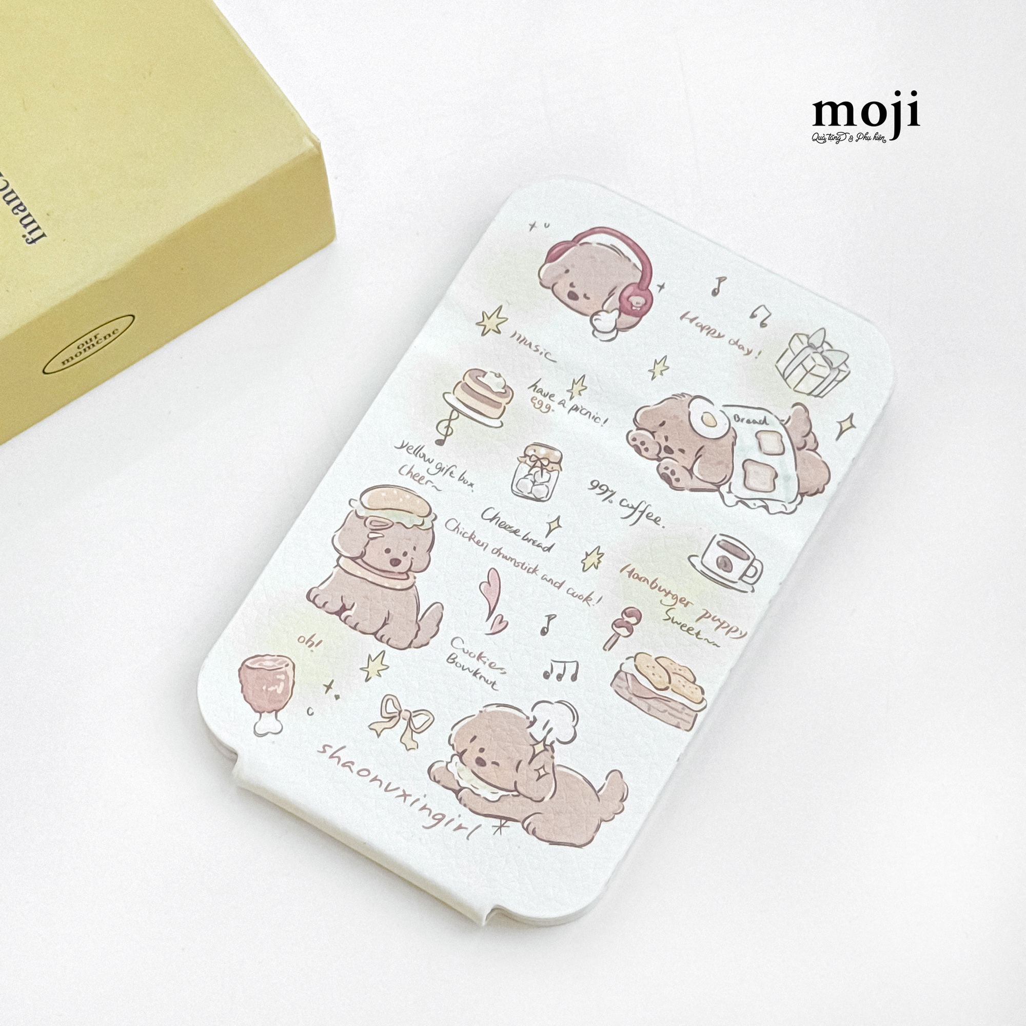 Gương gập để bàn mini Cute dog food time happy day 7x11