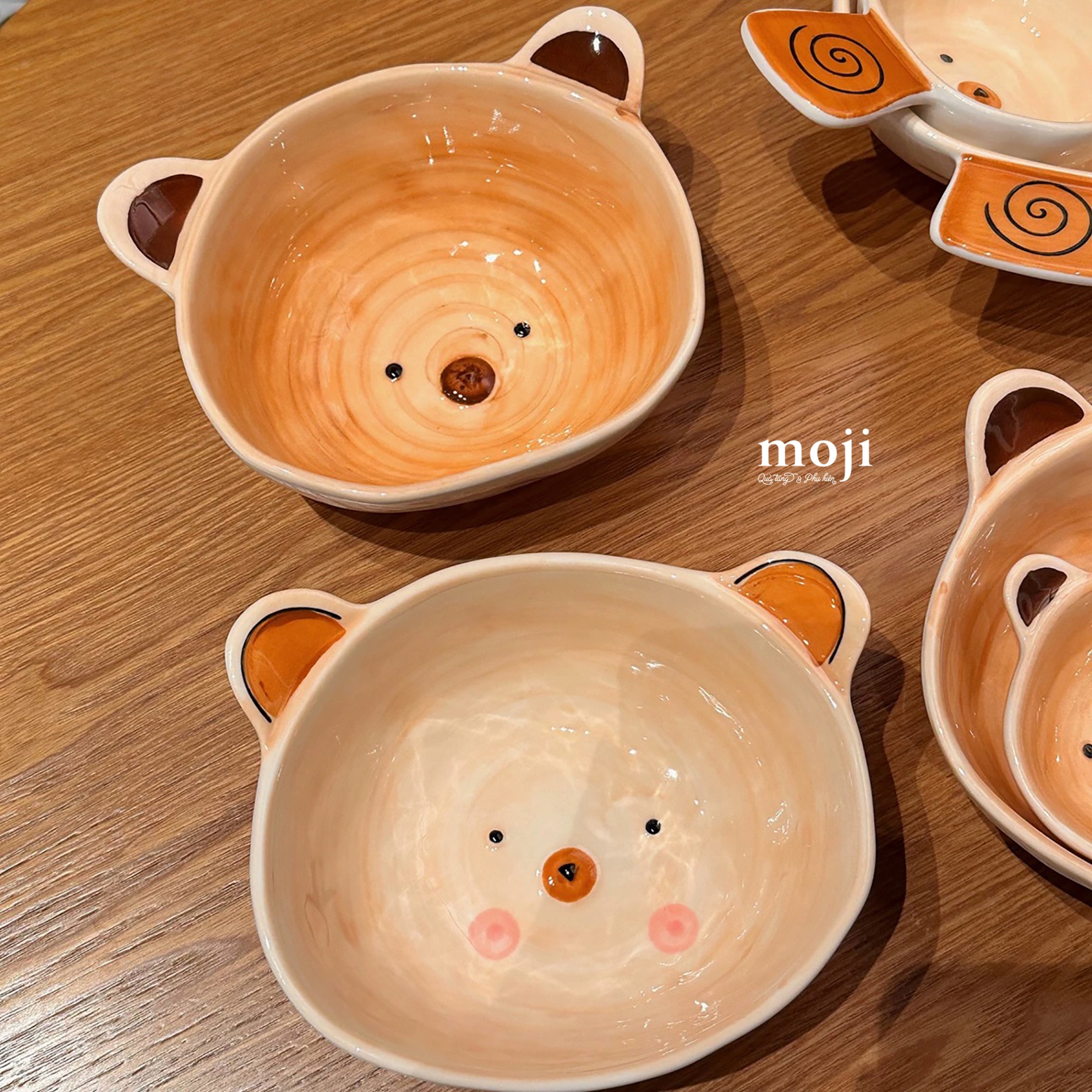 Chén bát gốm sứ Baby bear face mắt đen tròn có tai 7x16