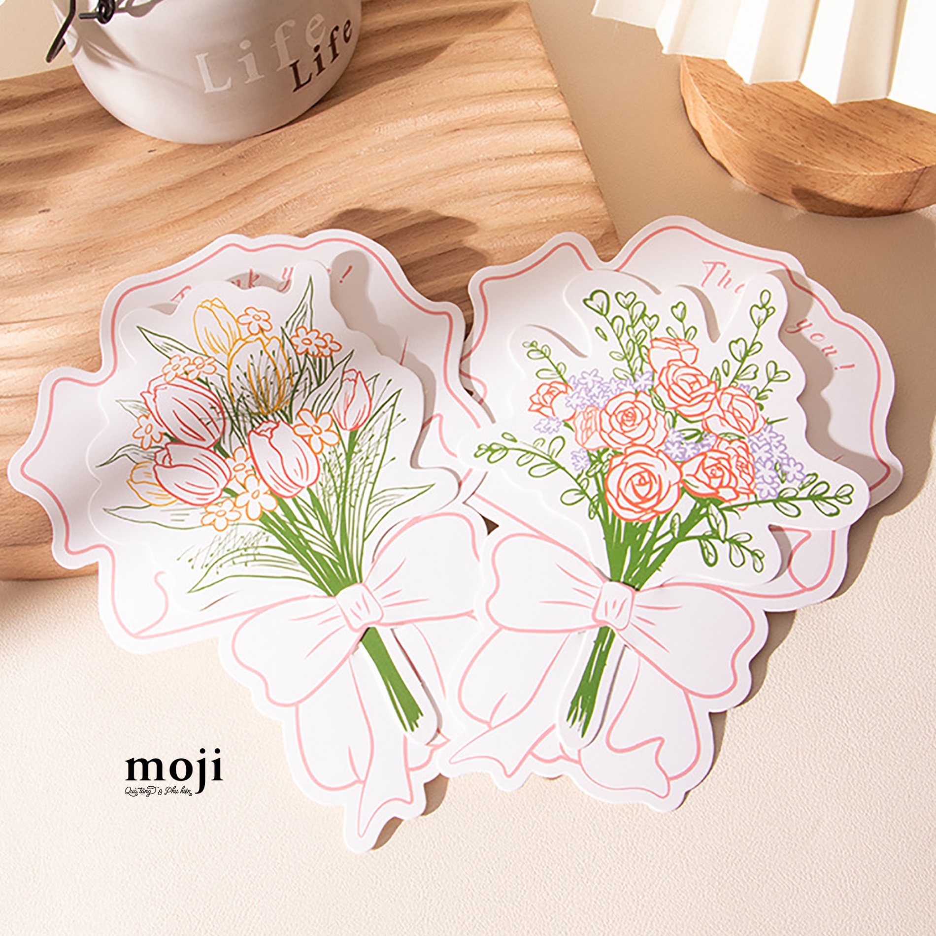 Thiệp cắt hình Bó hoa thank you 12x14