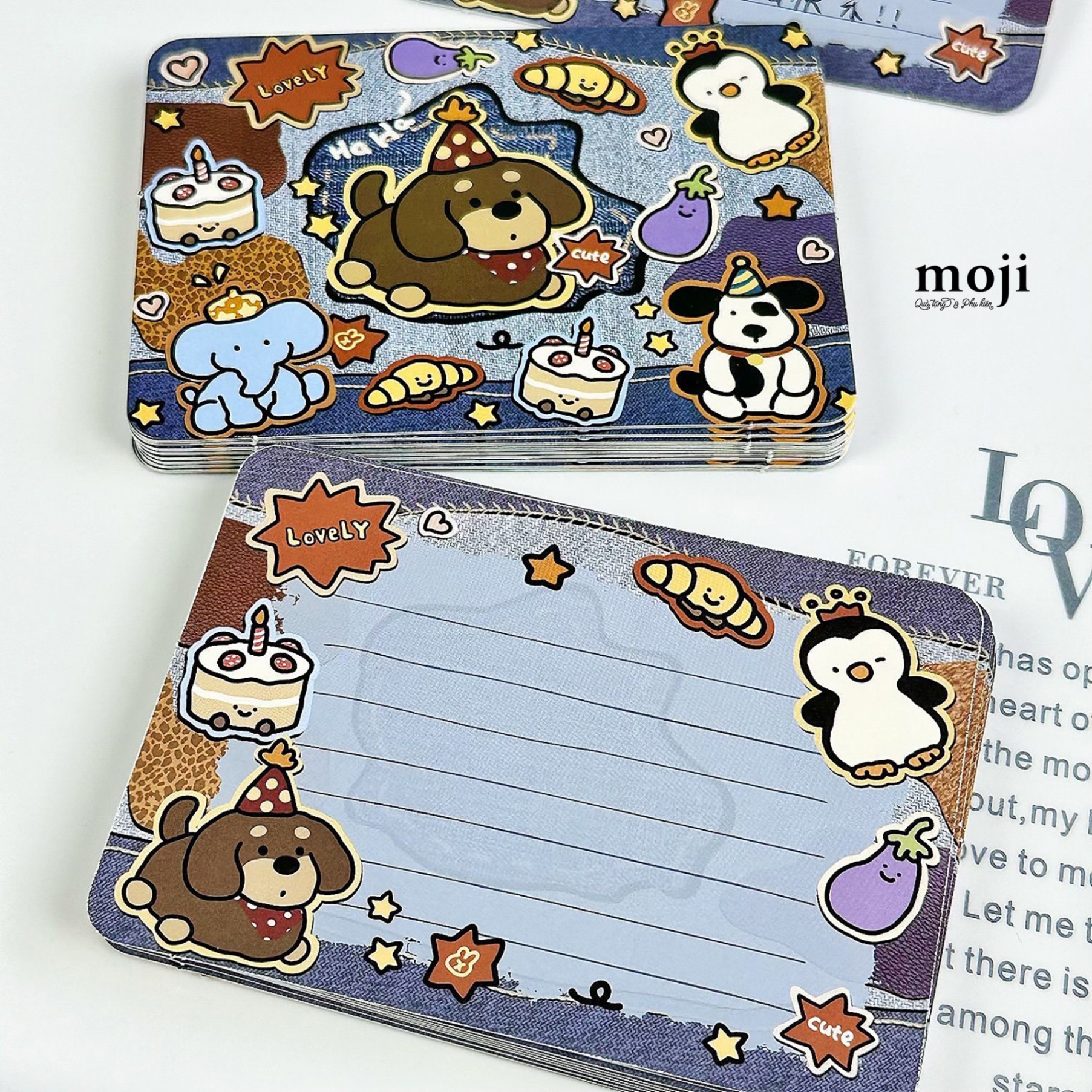Thiệp chữ nhật Lovely animal denim style 7x10