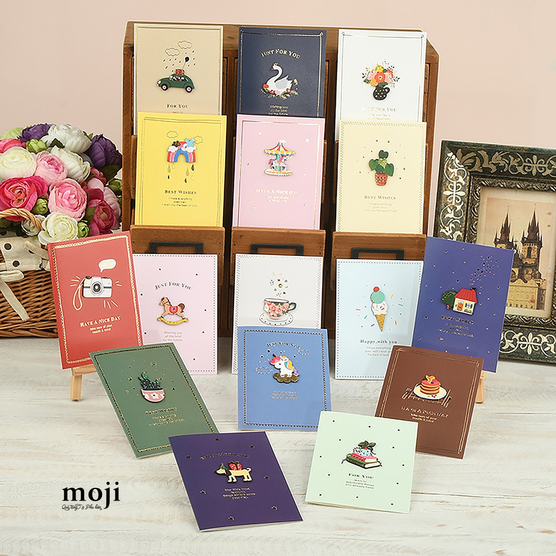 Thiệp chữ nhật Especially for you nền màu có viền 9x13