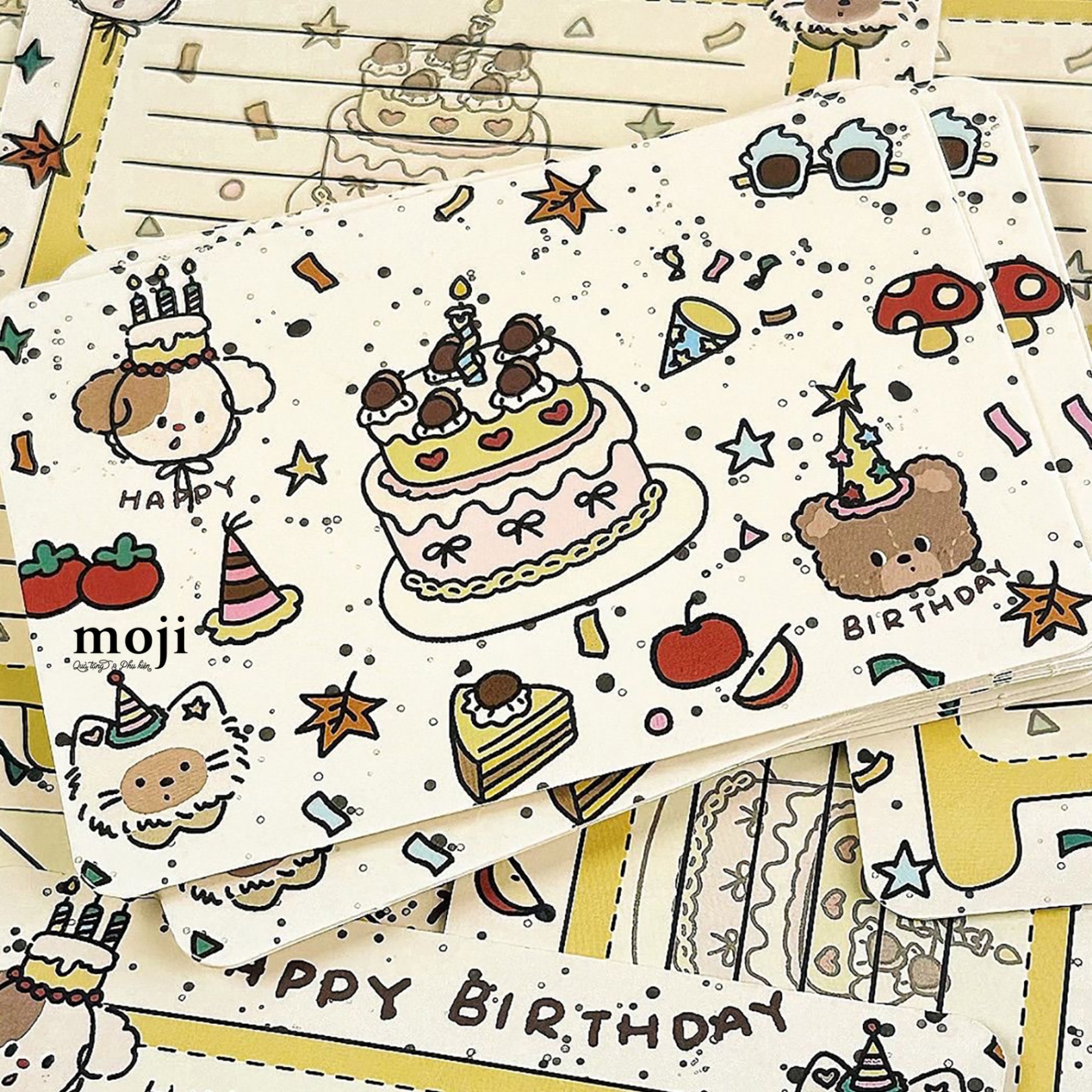 Thiệp chữ nhật Happy birthday animal cake 7x10