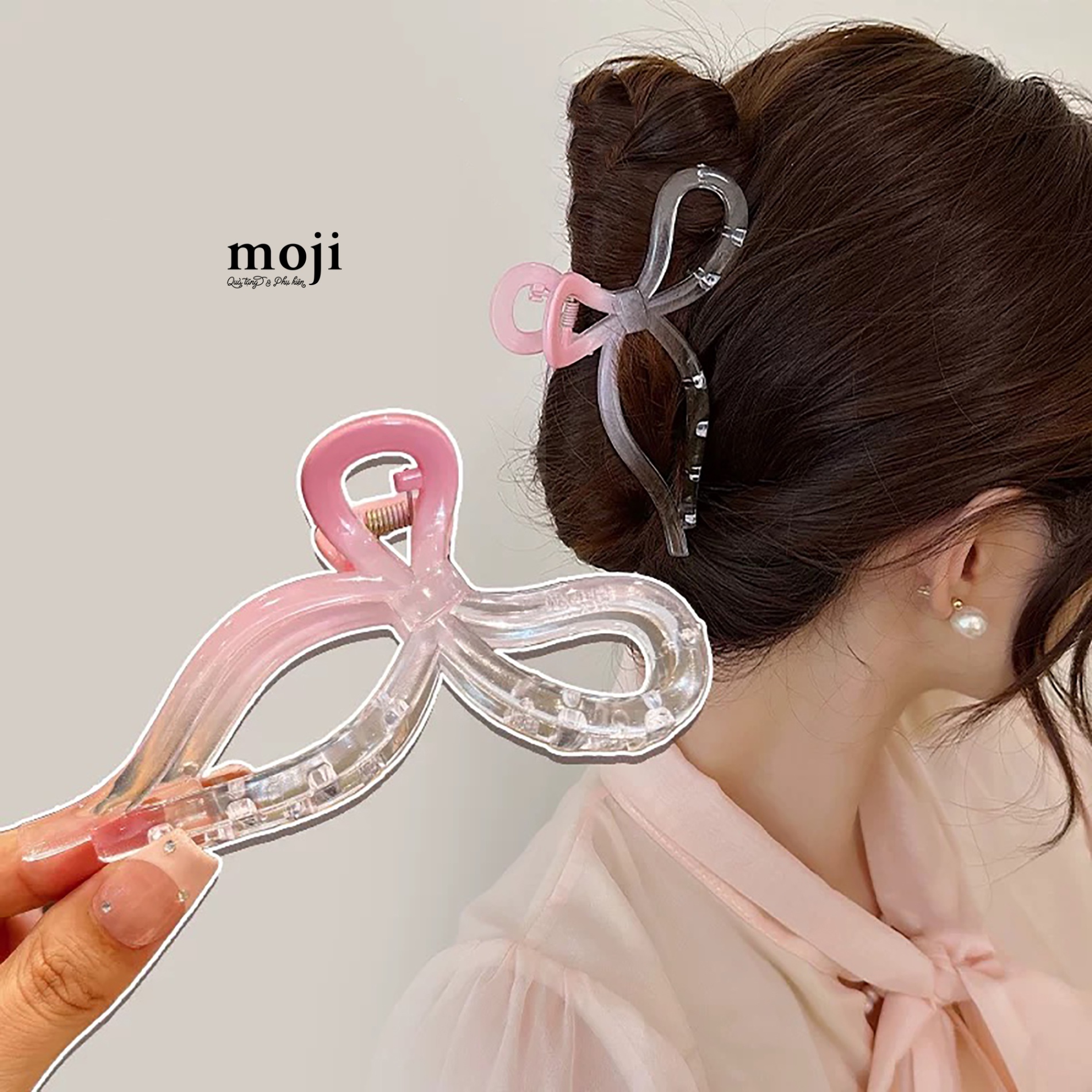Kẹp tóc càng cua Ruy băng bow nơ dây dài gradient color
