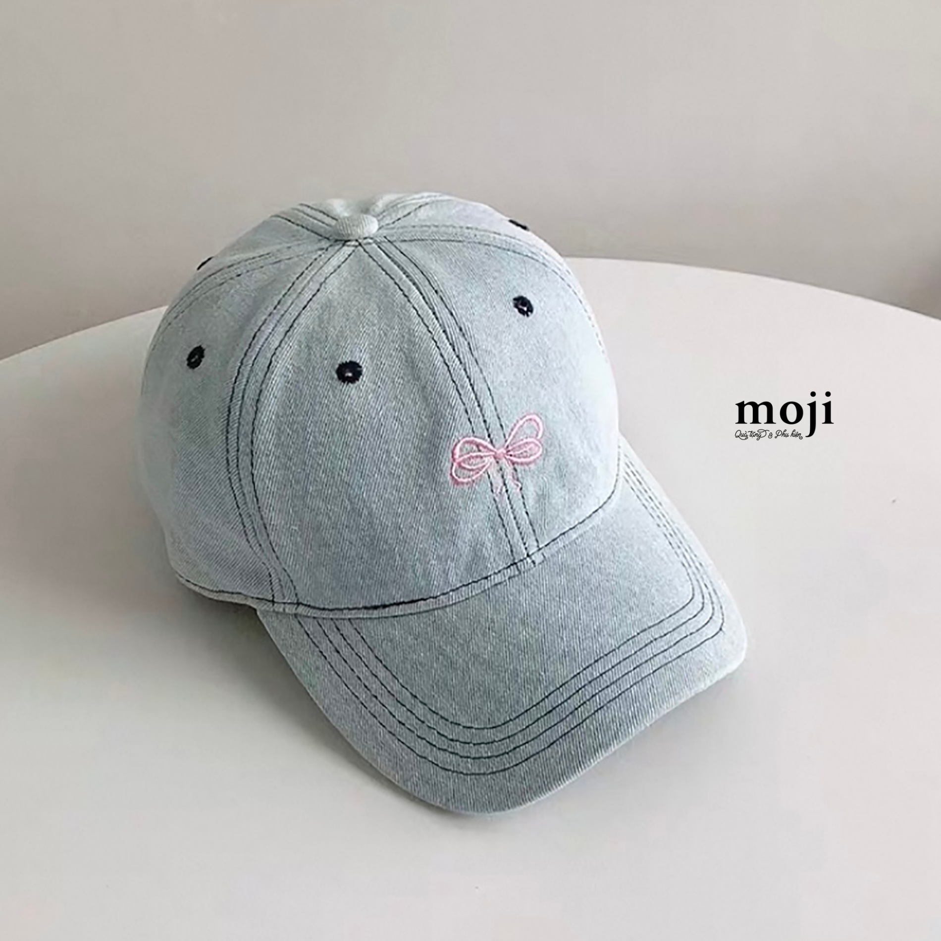 Mũ nón lưỡi trai Bow nơ 2 tầng denim style