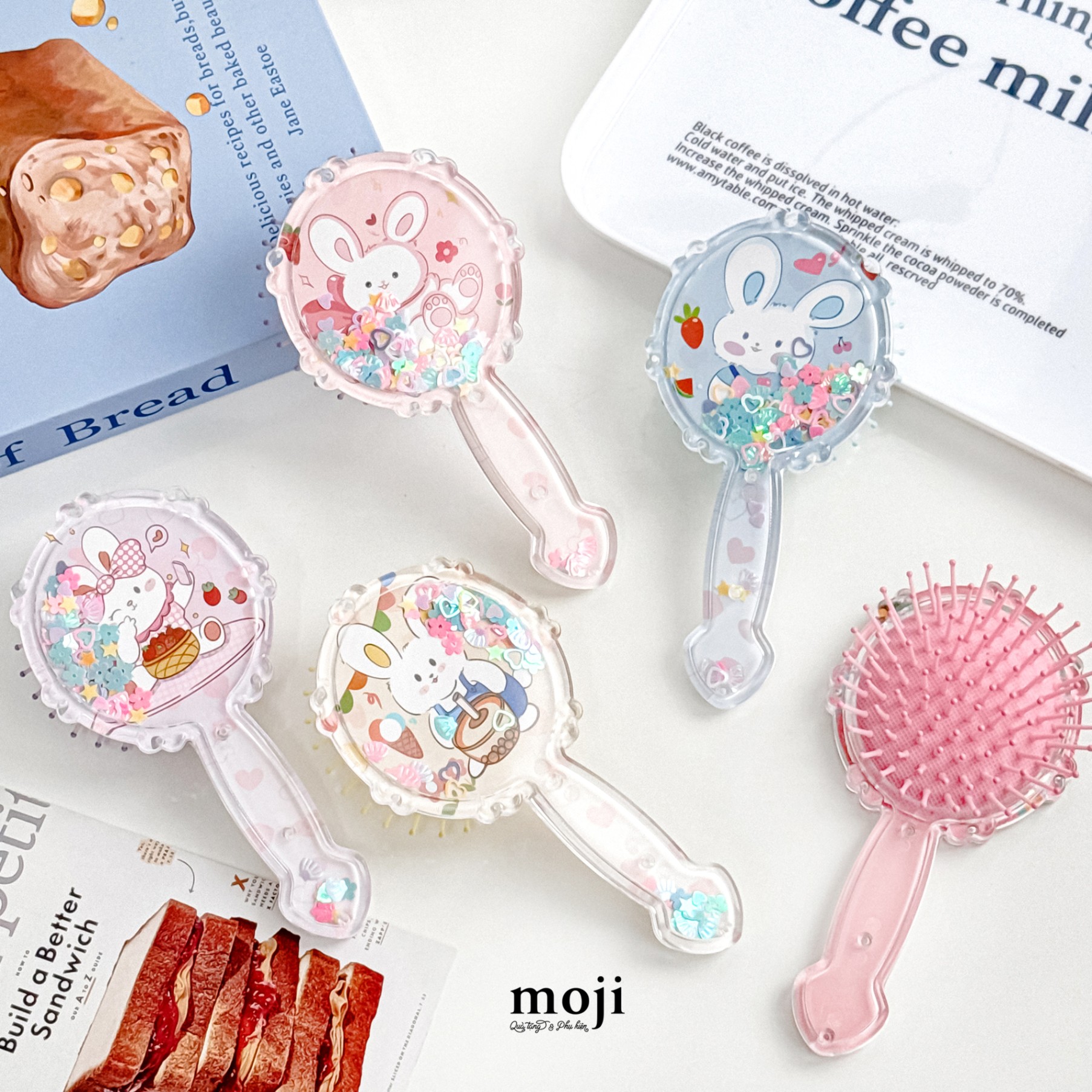Lược đệm mát xa Rabbit happy time flower màu sắc