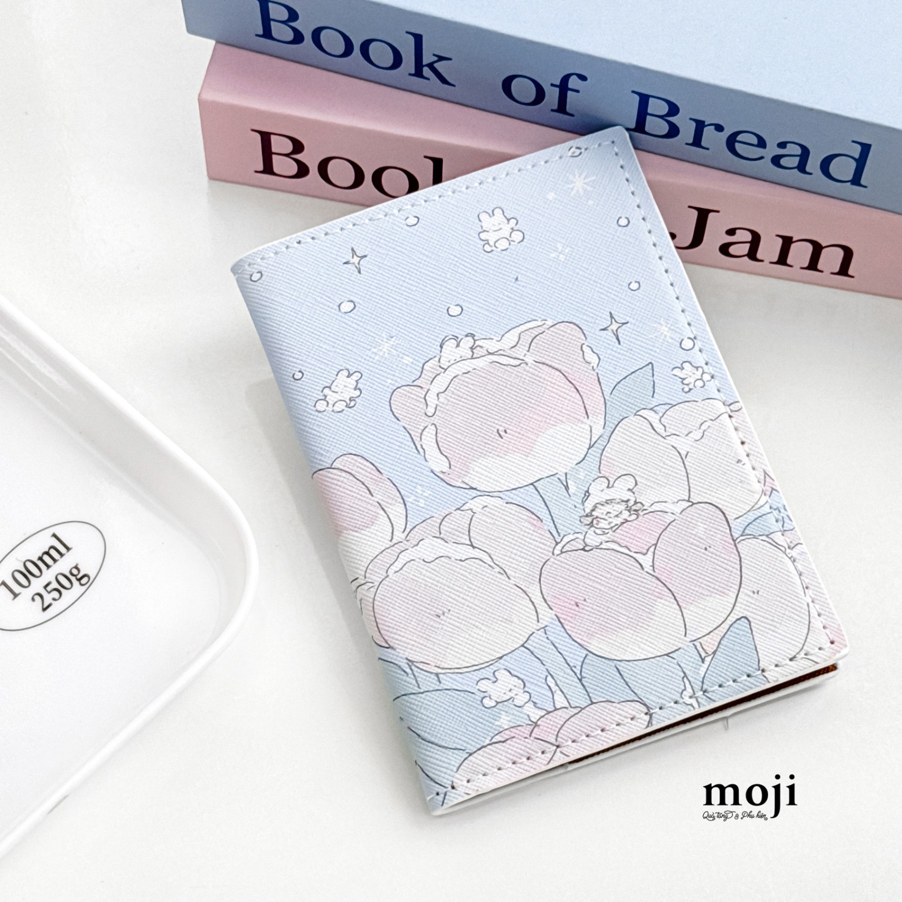 Passport bọc hộ chiếu Little girl rabbit tulip flower 10x14