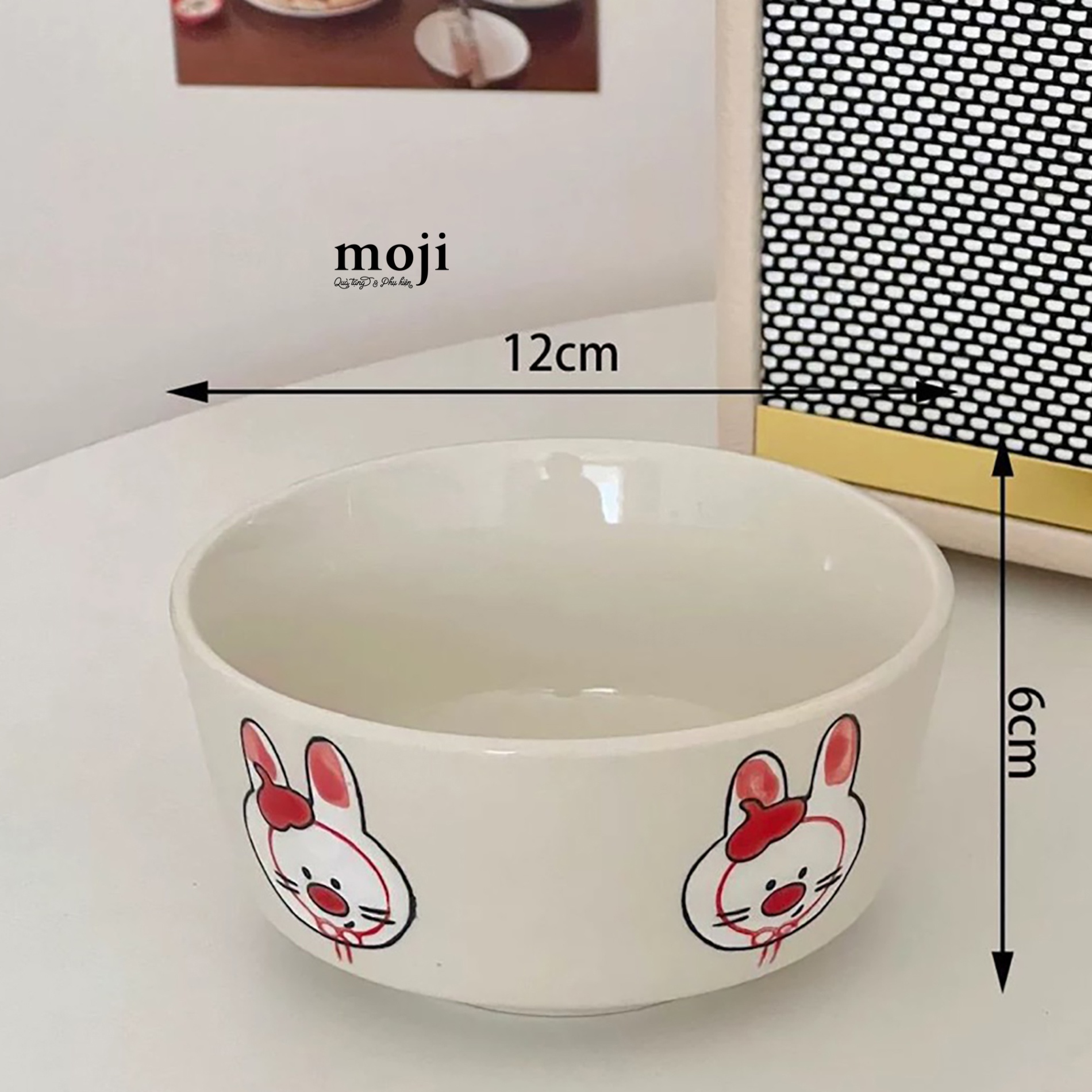 Chén bát gốm sứ Cute animal face fruit đội mũ 6x12