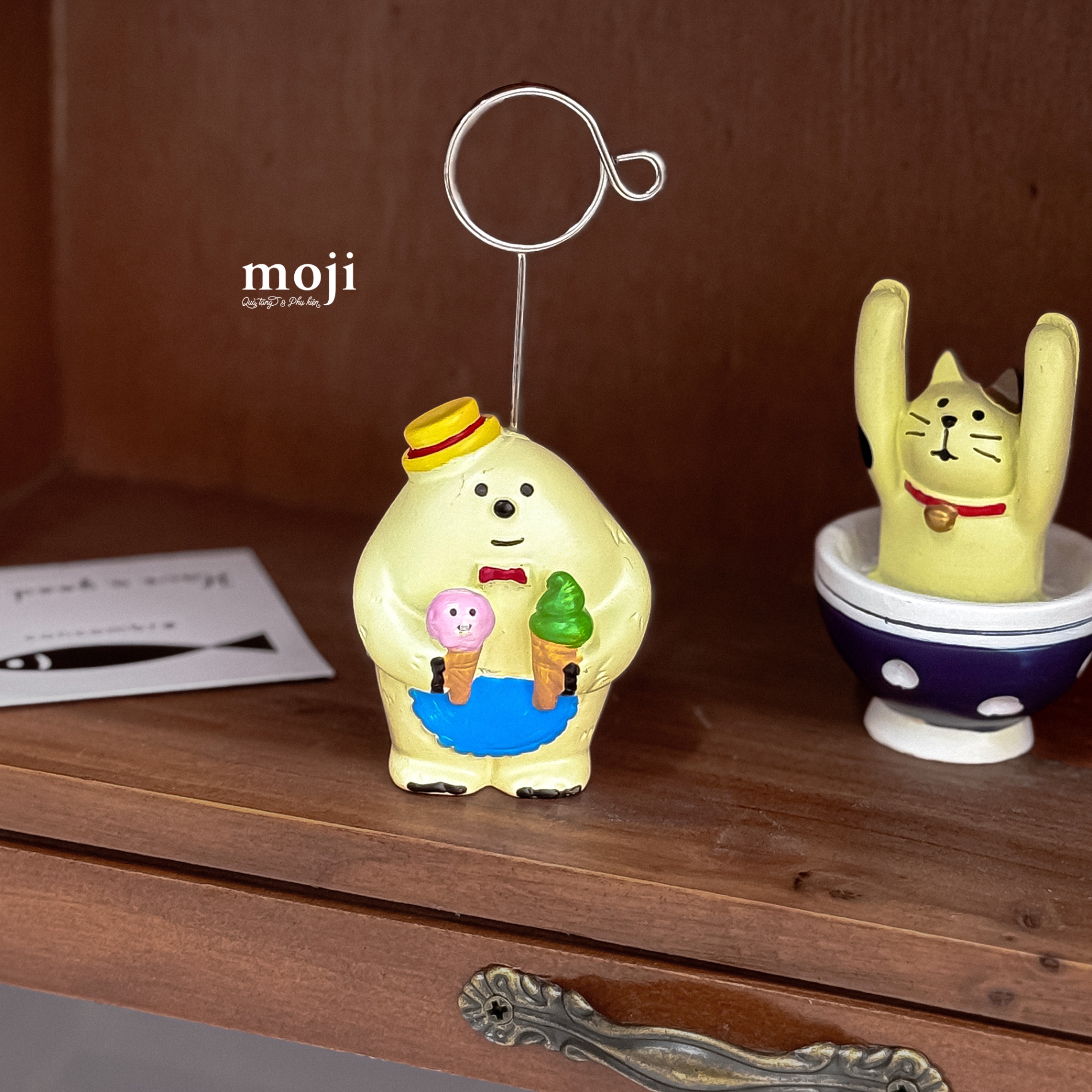 Kẹp ảnh trang trí Cute animal đội mũ ice cream 5x6
