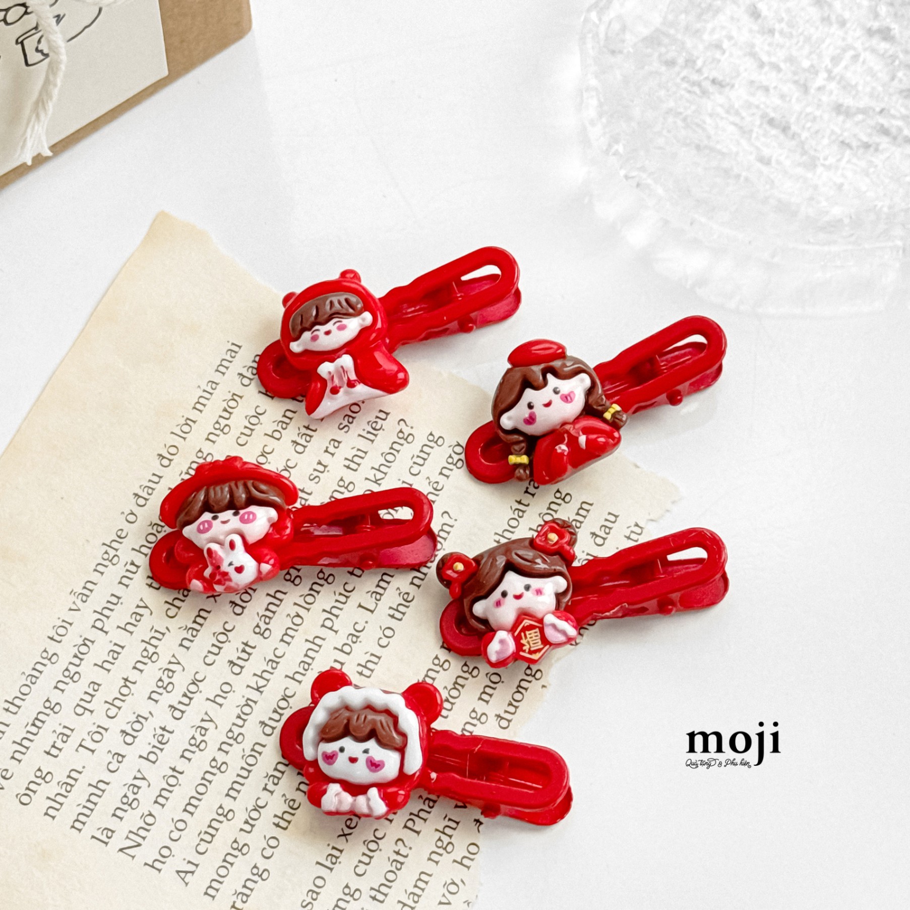 Kẹp tóc MJ Little girl love red color set5