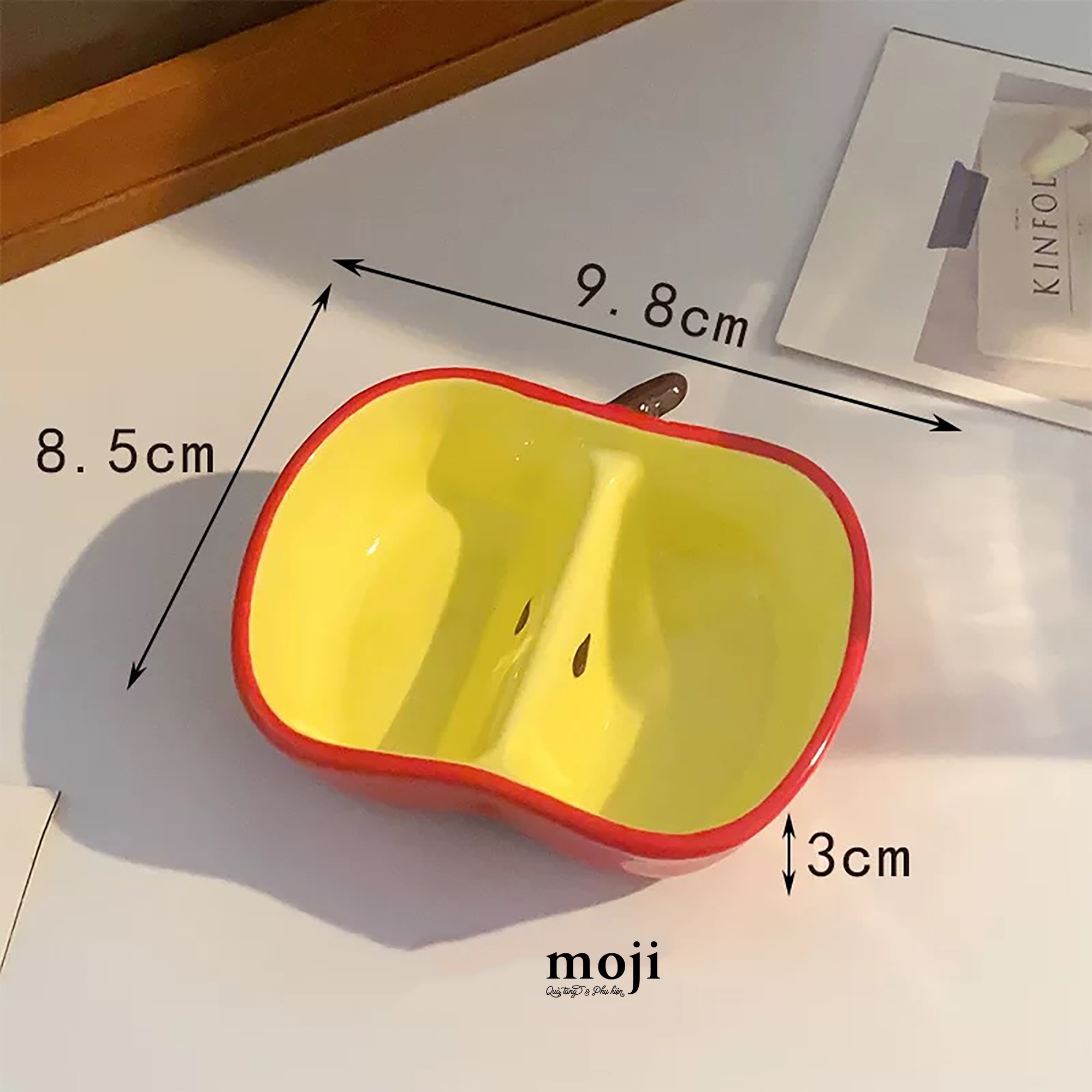 Đĩa gốm sứ mini Fruit apple 2 ngăn 3x8x9